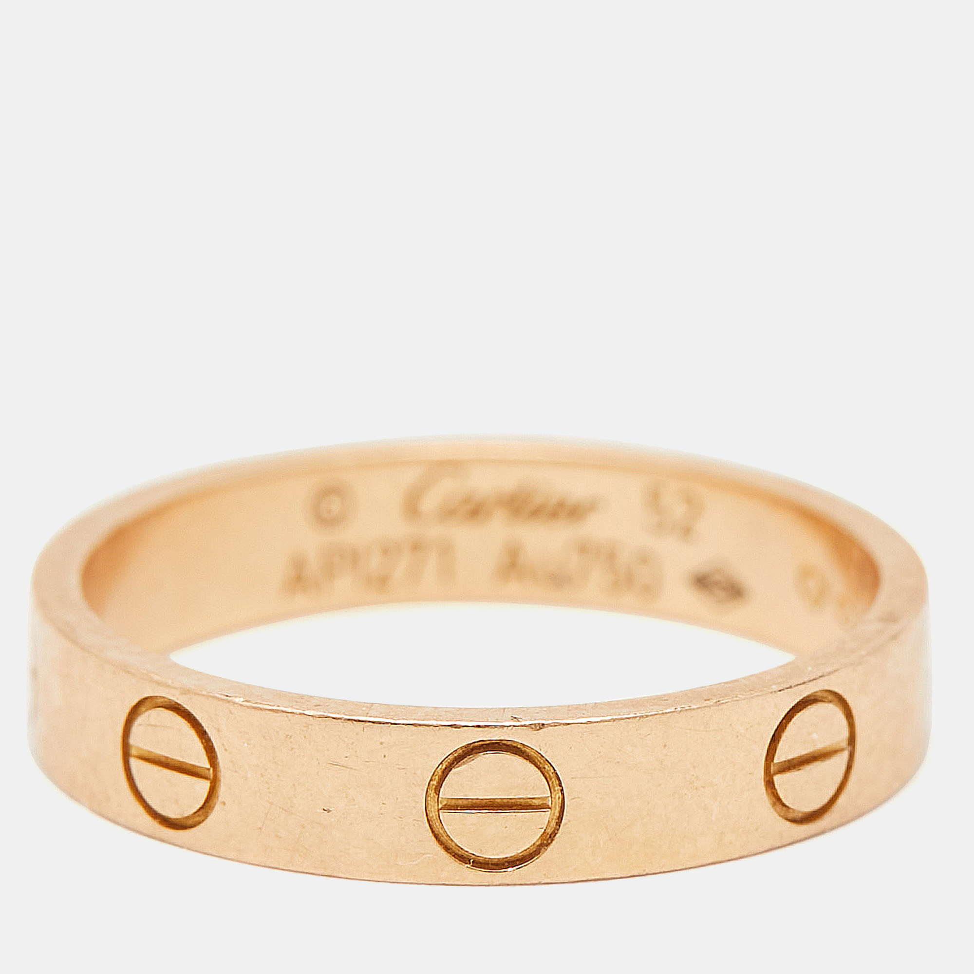 Cartier Love 18k Rose Gold Wedding Band Ring Size 52 
