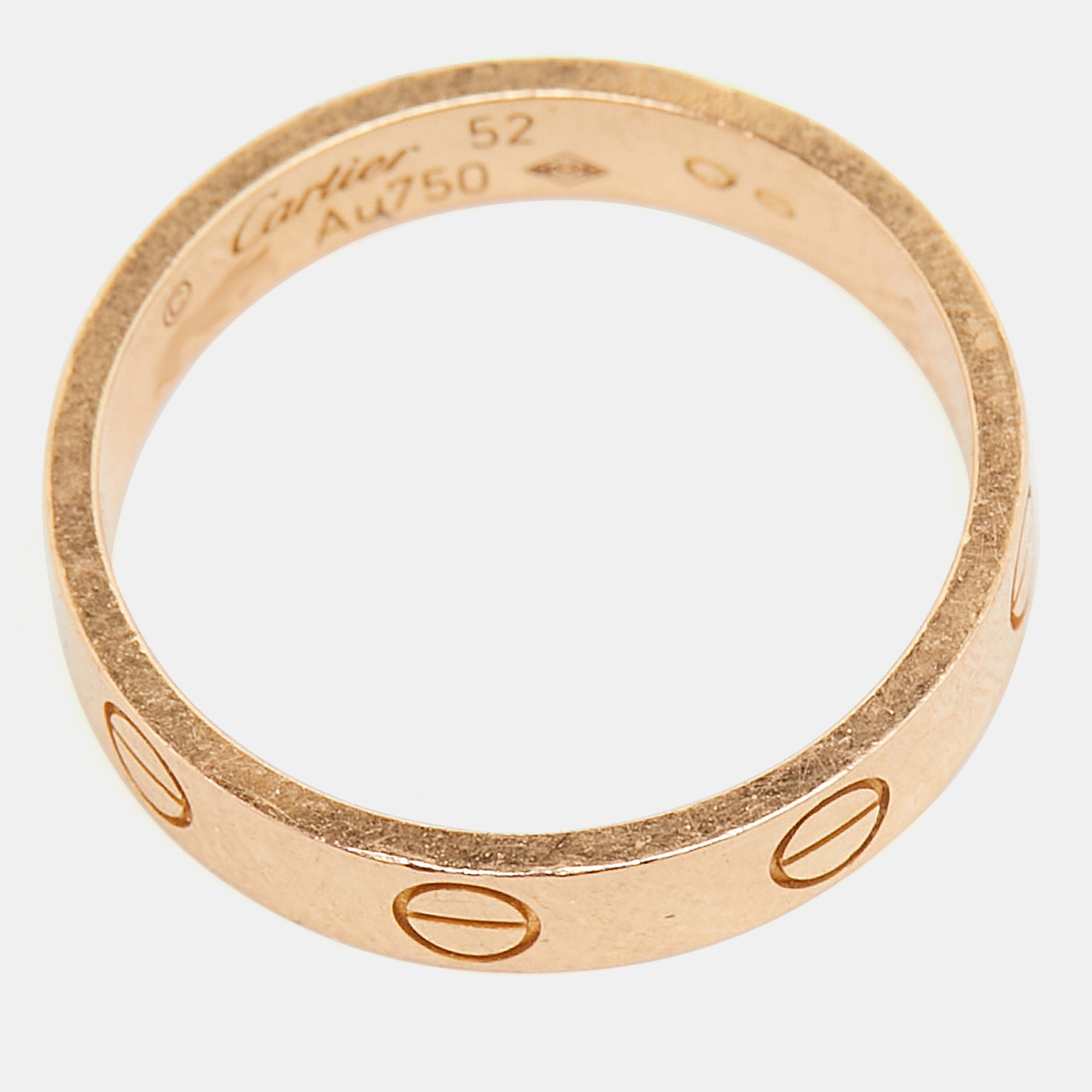 Cartier Love 18k Rose Gold Wedding Band Ring Size 52 