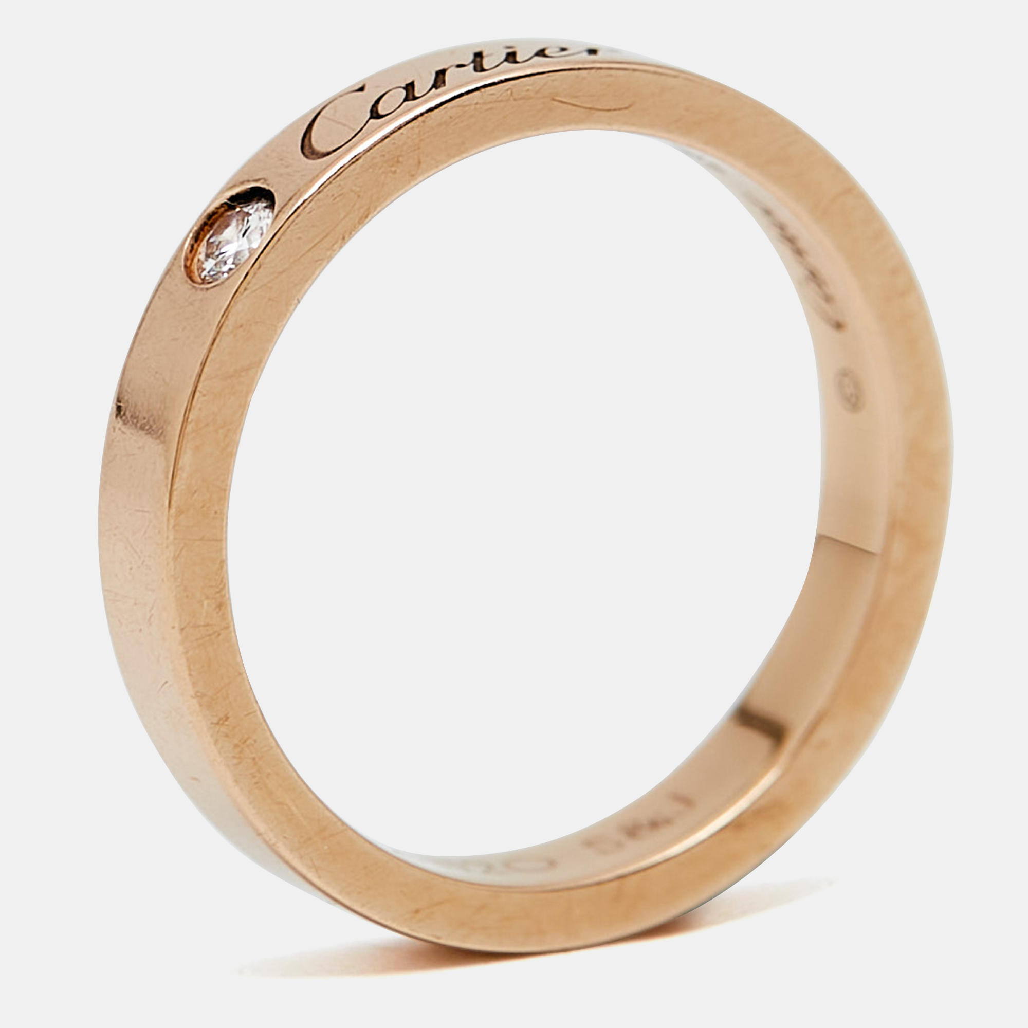 

Cartier C De Cartier Diamond 18k Rose Gold Wedding Band Ring Size