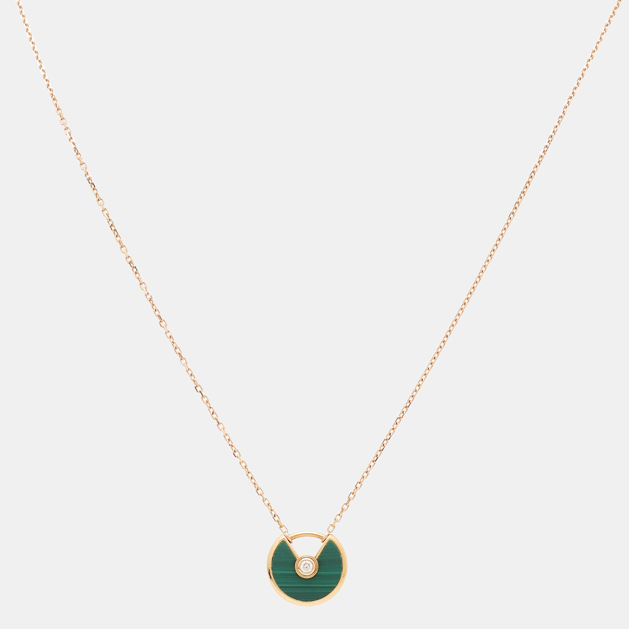 

Cartier Amulette De Cartier Diamond Malachite 18k Rose Gold  Motif Necklace