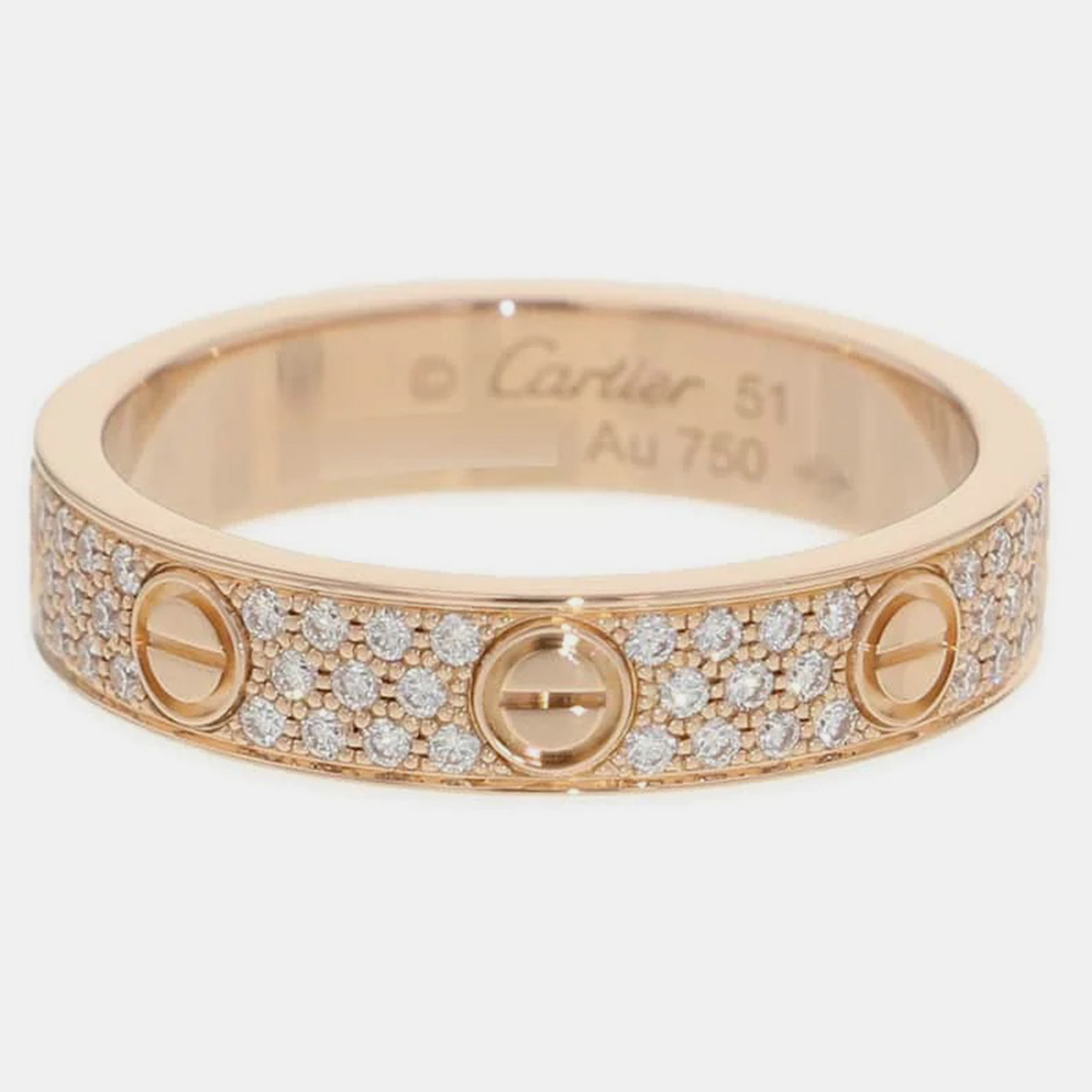 

Cartier 18K Rose Gold and Diamond Love Band Ring EU 51