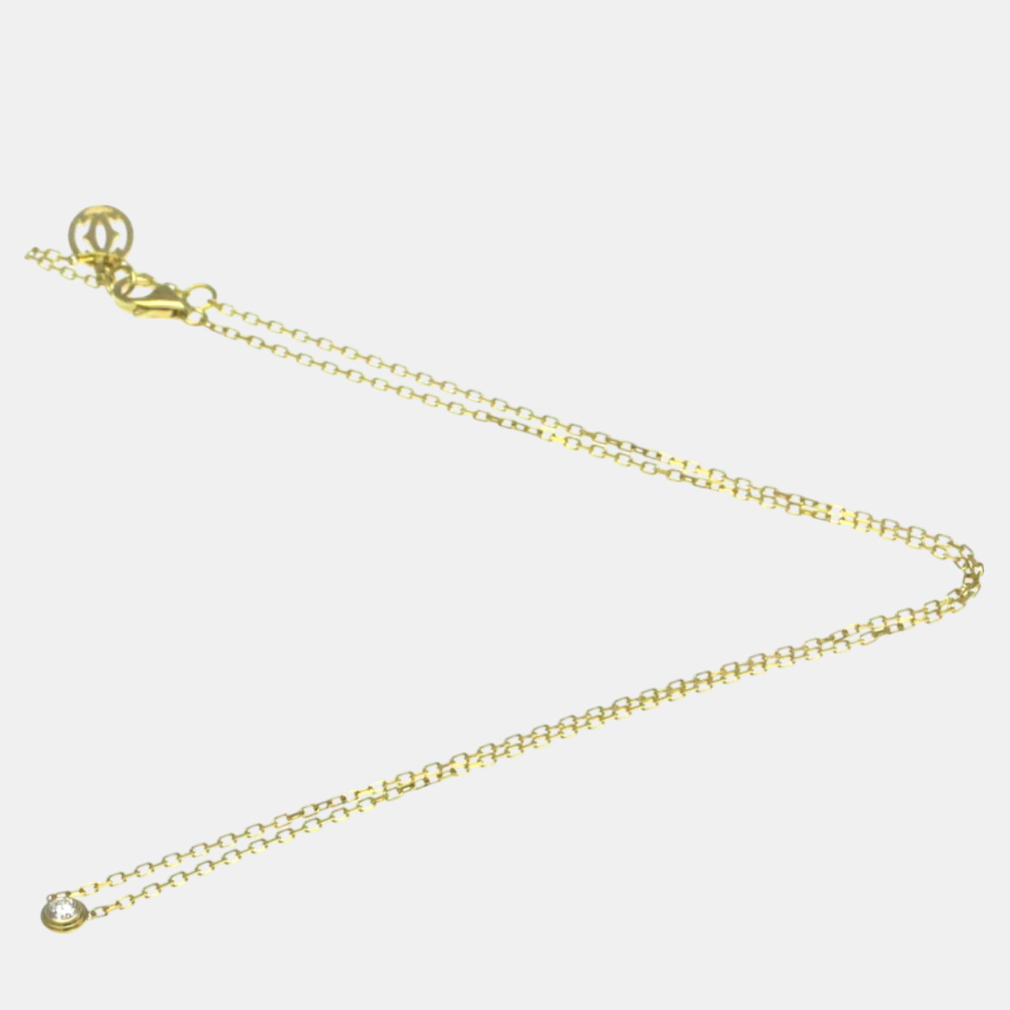 Cartier 18K Yellow Gold and Diamond D`amour Pendant Necklace 