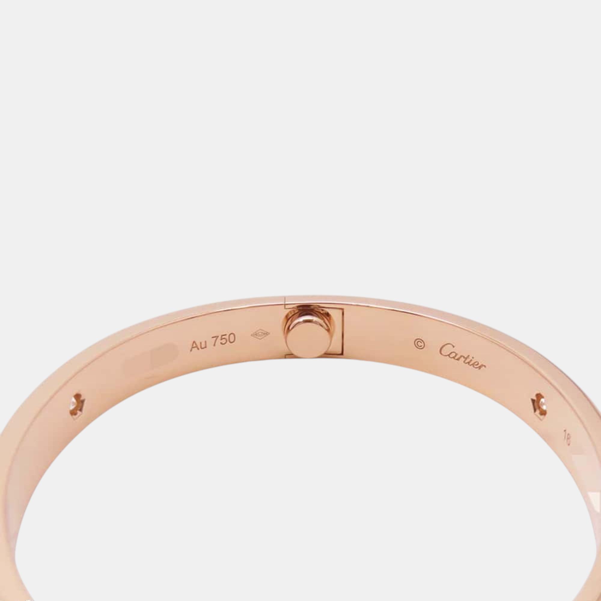 Cartier 18K Pink Gold Love Breath Half Diamond 16 