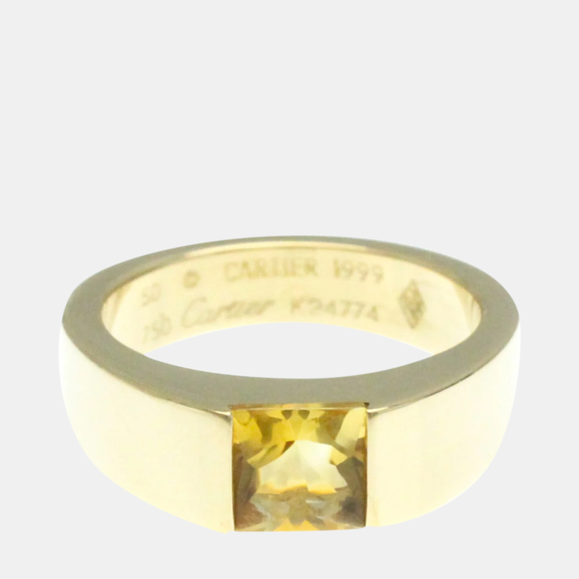 

Cartier 18K Yellow Gold Citrine Tank Ring EU 50