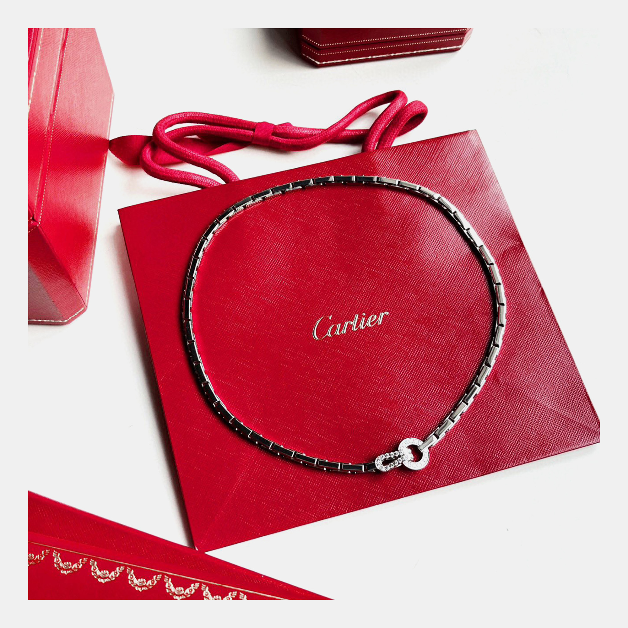 

Cartier 18K White Gold, Diamond Agrafe Necklace