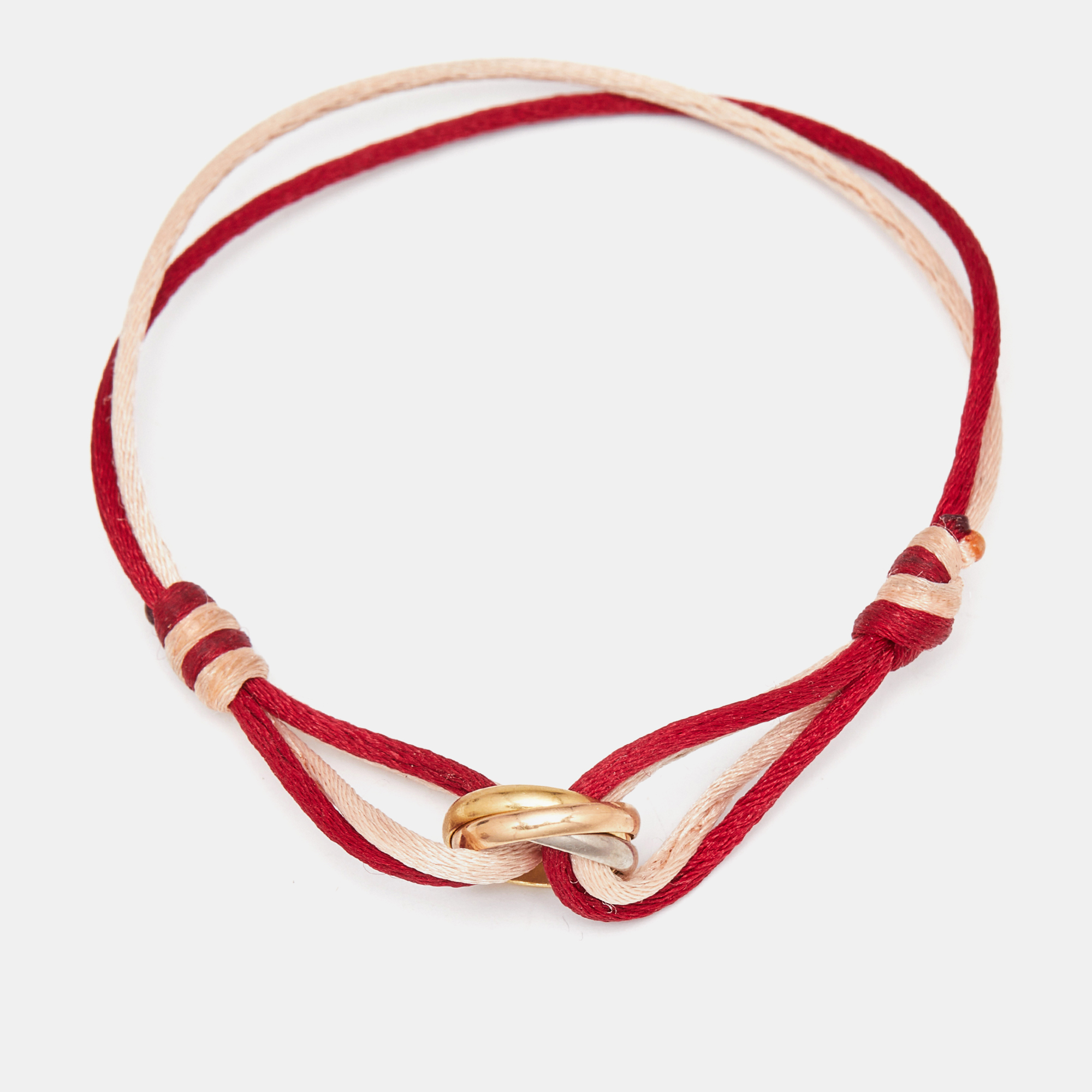 Pre-owned Cartier Trinity 18k Three Tone Gold Cord Bracelet