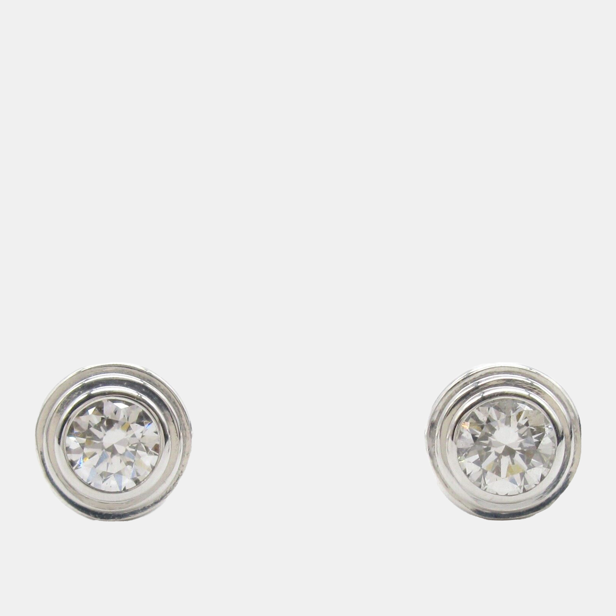 Pre-owned Cartier 18k White Gold Diamond D'amour Xs Pierced Earrings