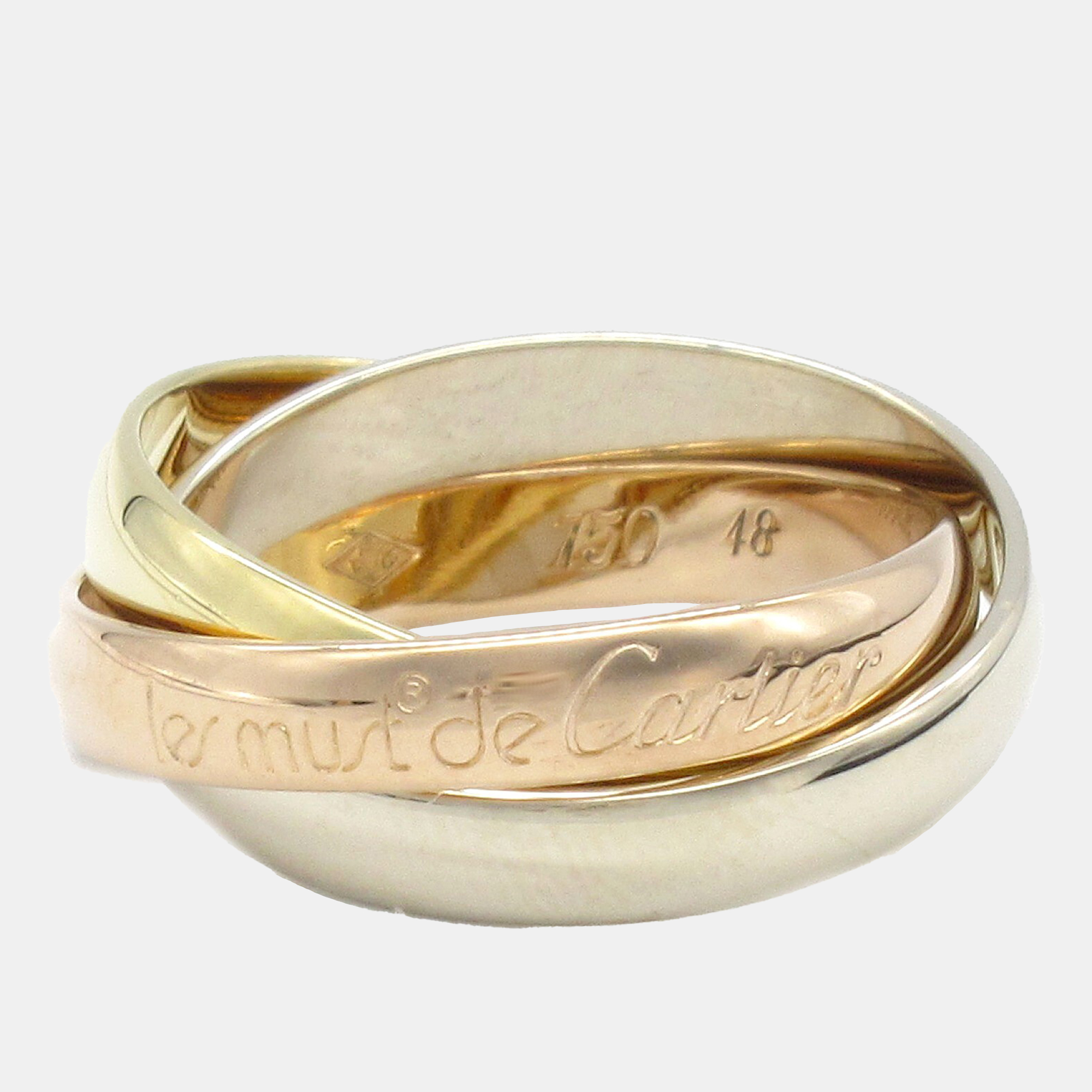 

Cartier 18K Yellow, Rose, White Gold Trinity Ring EU 48