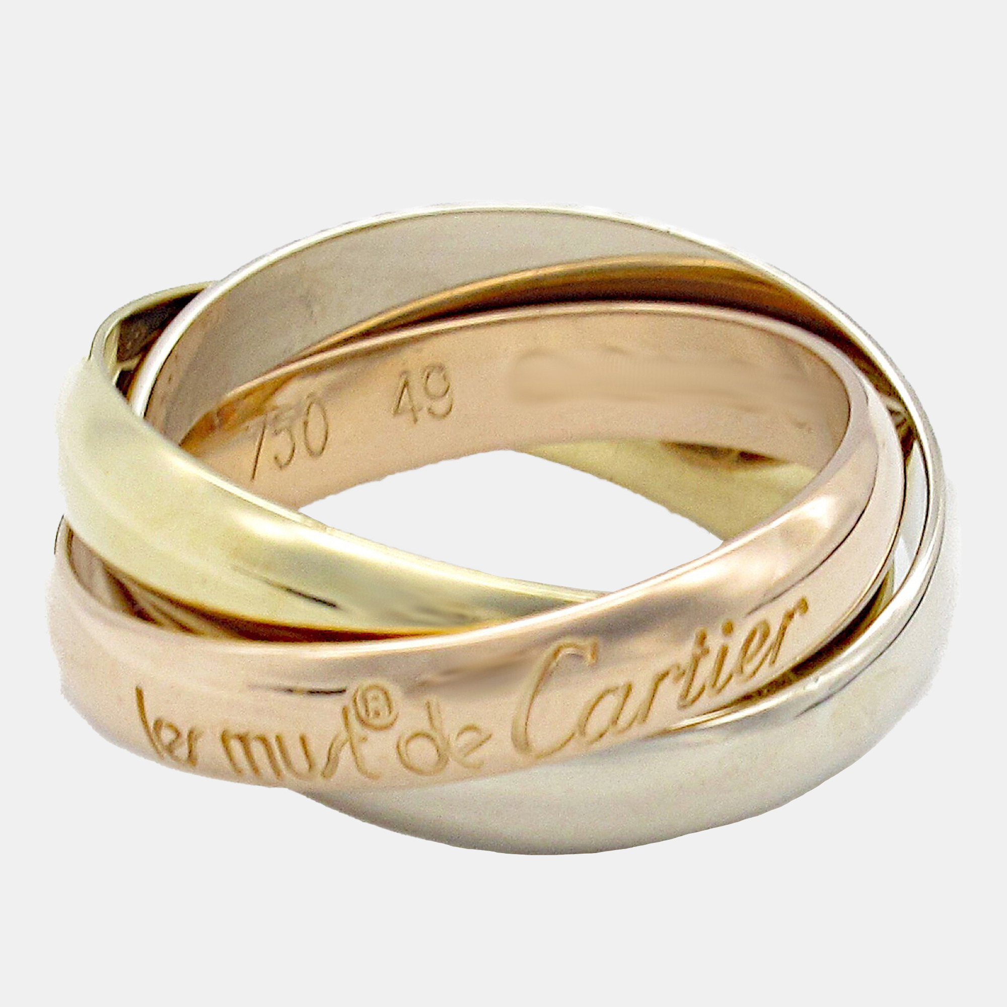 

Cartier 18K Yellow, Rose, White Gold Trinity Ring EU 49