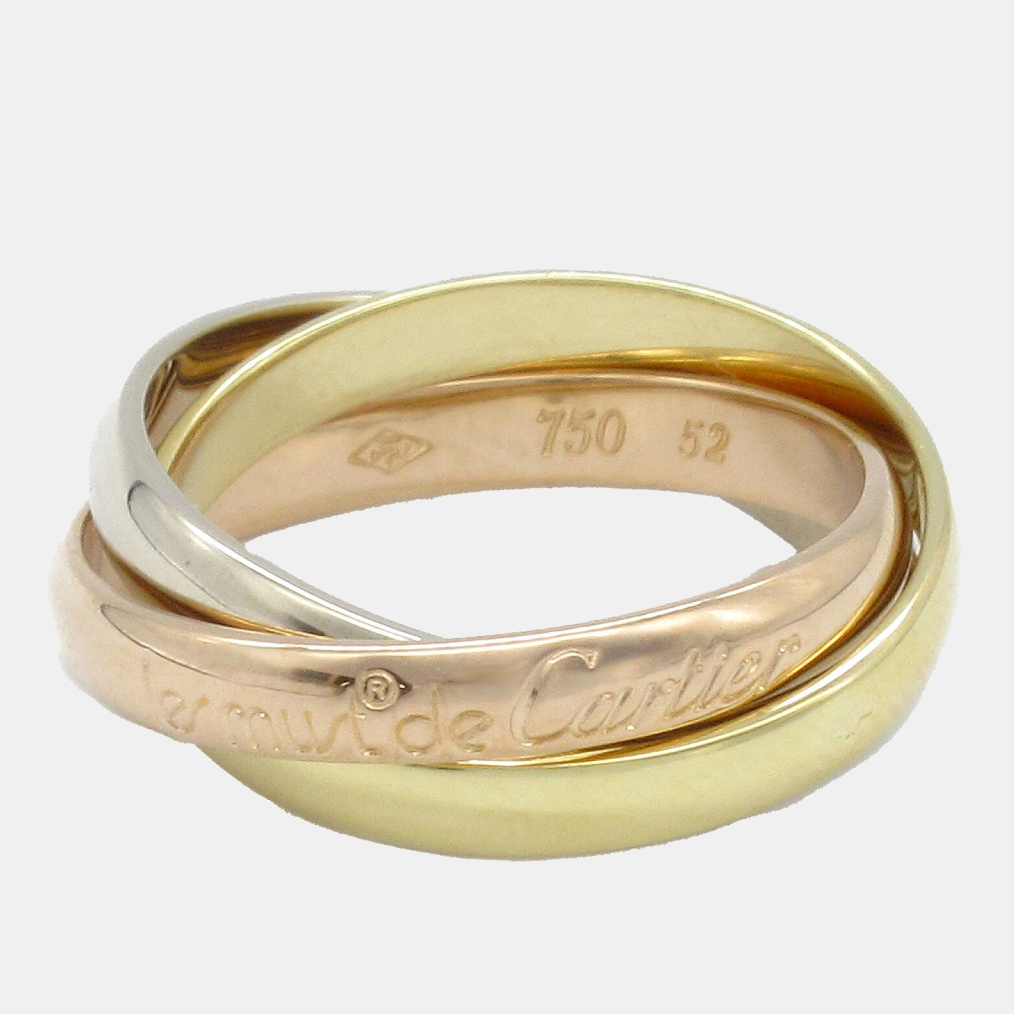 

Cartier 18K Yellow, White, Rose Gold Trinity Ring EU 52