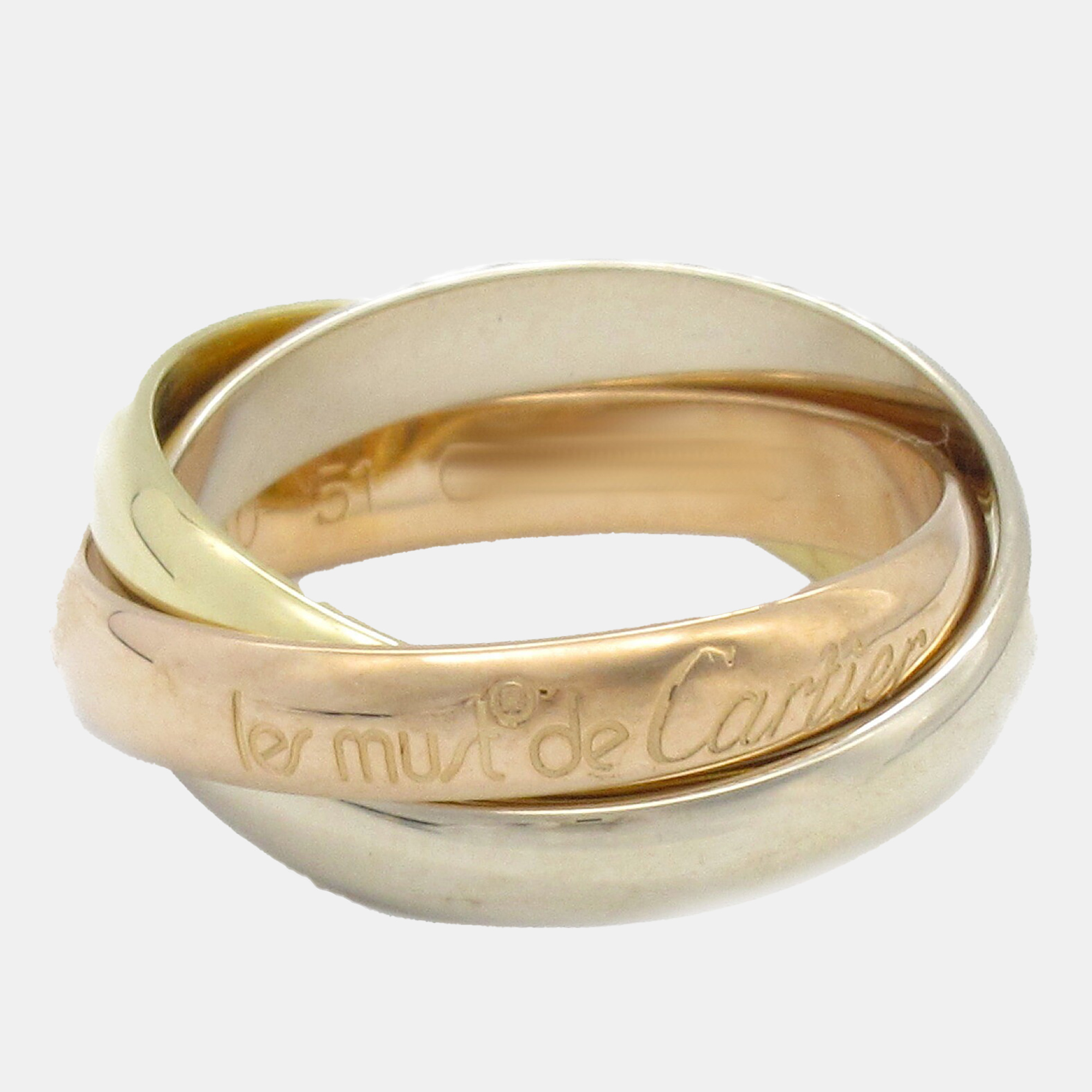 

Cartier 18K Yellow, White, Rose Gold Trinity Ring EU 51