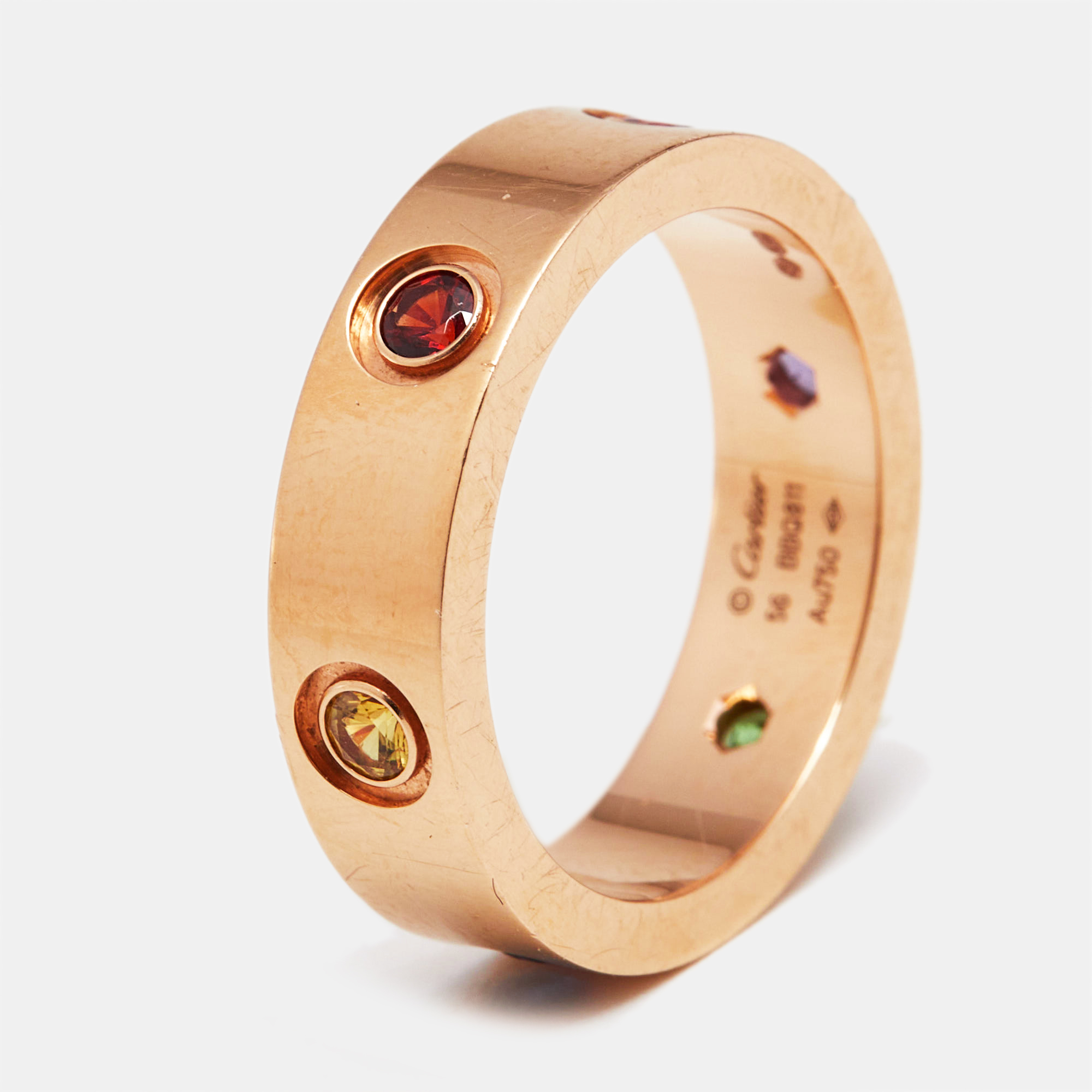 

Cartier Love Multi Gemstones 18k Rose Gold Ring Size
