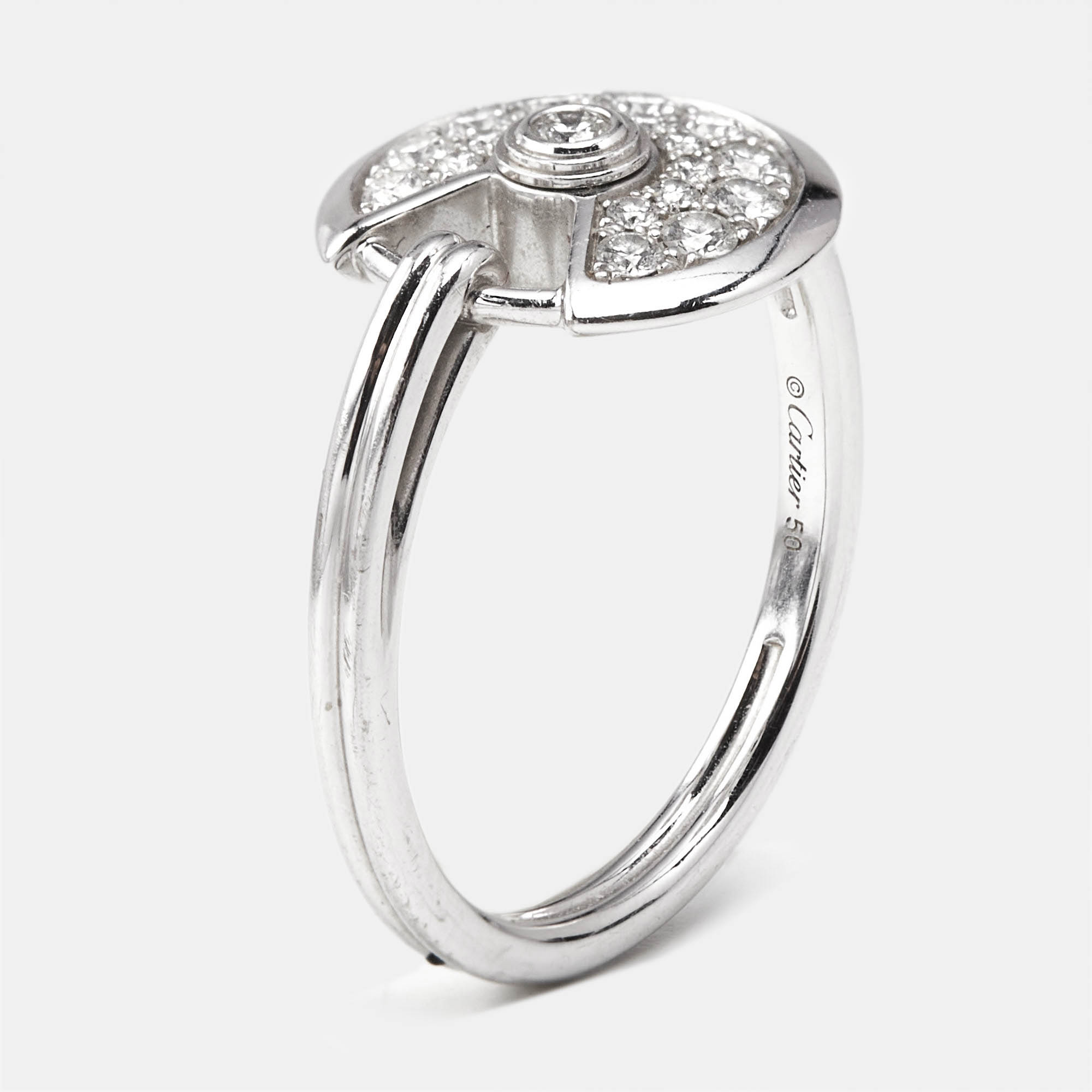 

Cartier Amulette de Cartier Diamond 18K White Gold Ring Size