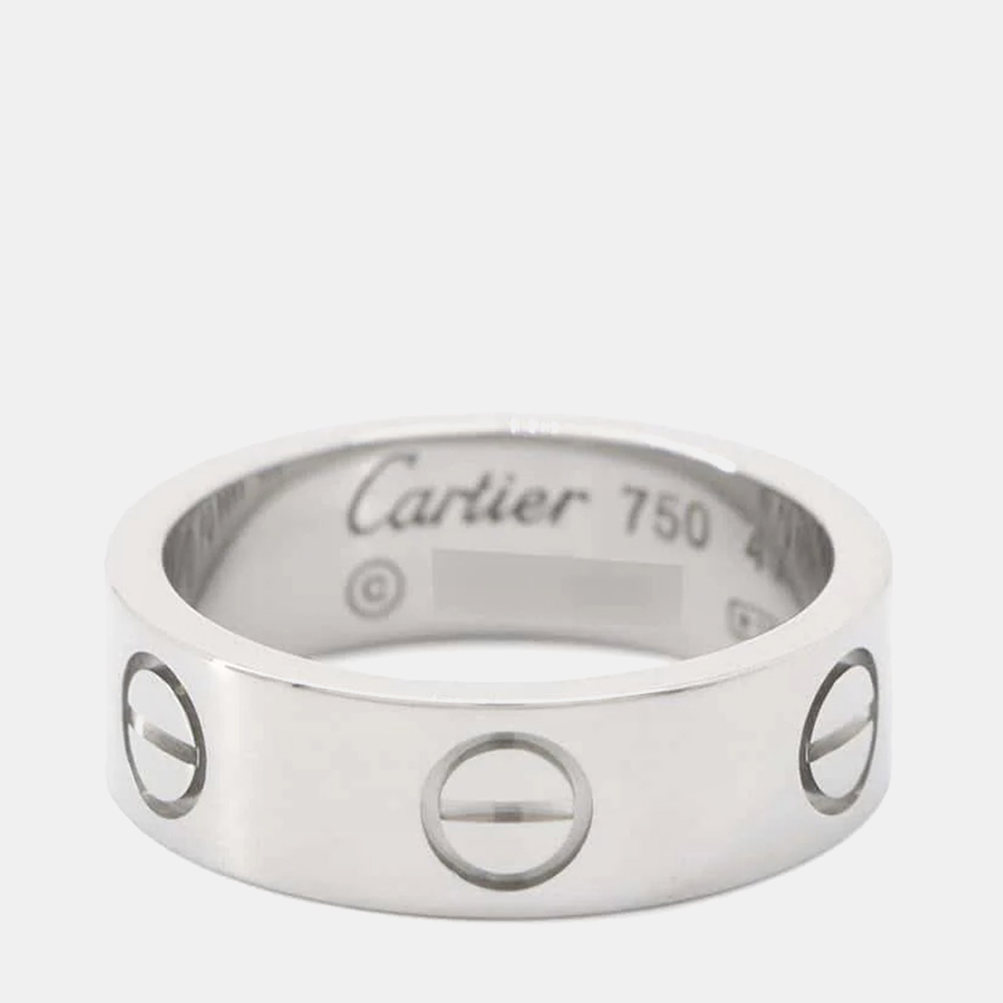 

Cartier 18K White Gold Love Band Ring EU 49