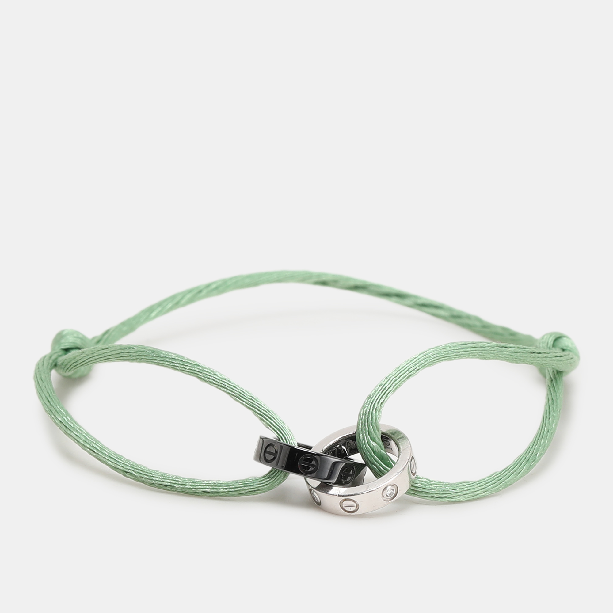 

Cartier Love 18K White Gold Black Ceramic Diamond Bracelet, Green