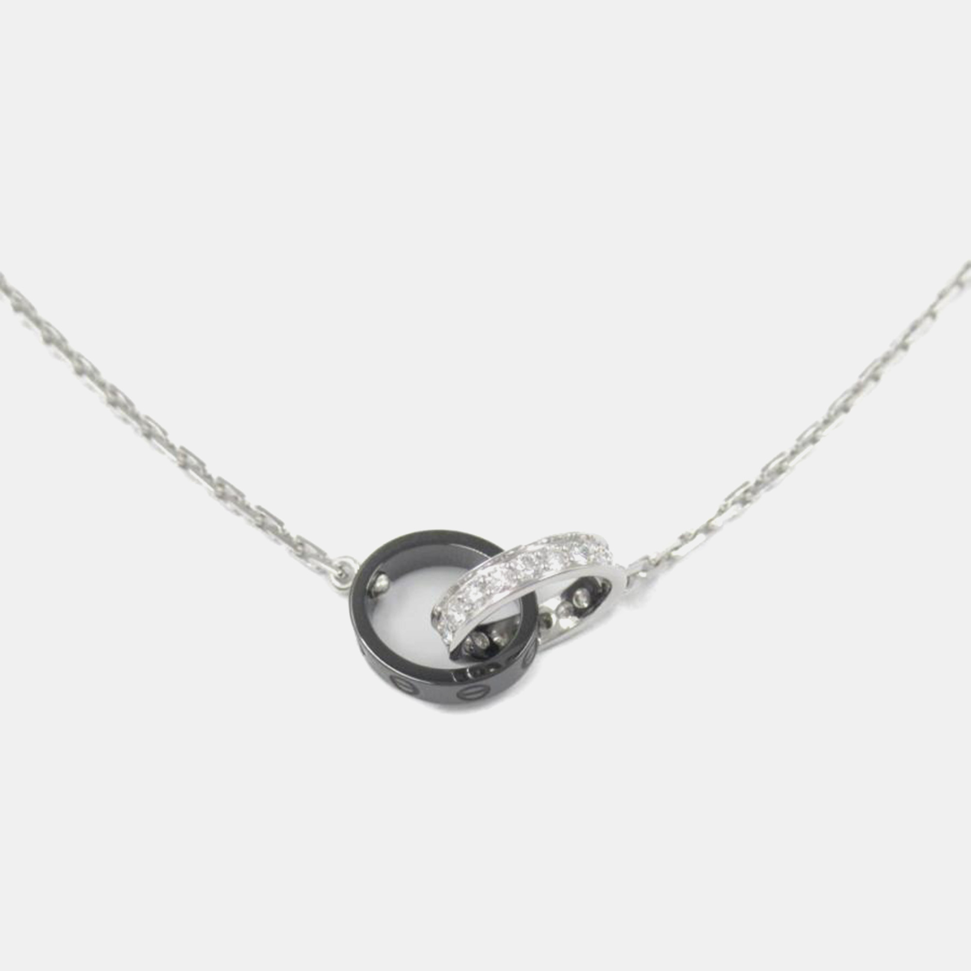 

Cartier 18K White Gold Diamond Ceramic Baby Love Necklace