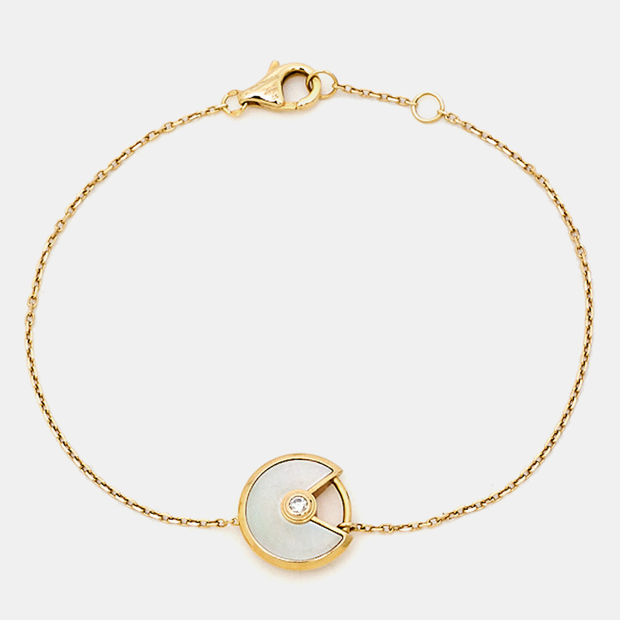 Pre-owned Cartier Mother Of Pearl Diamond 18k Yellow Gold Bracelet