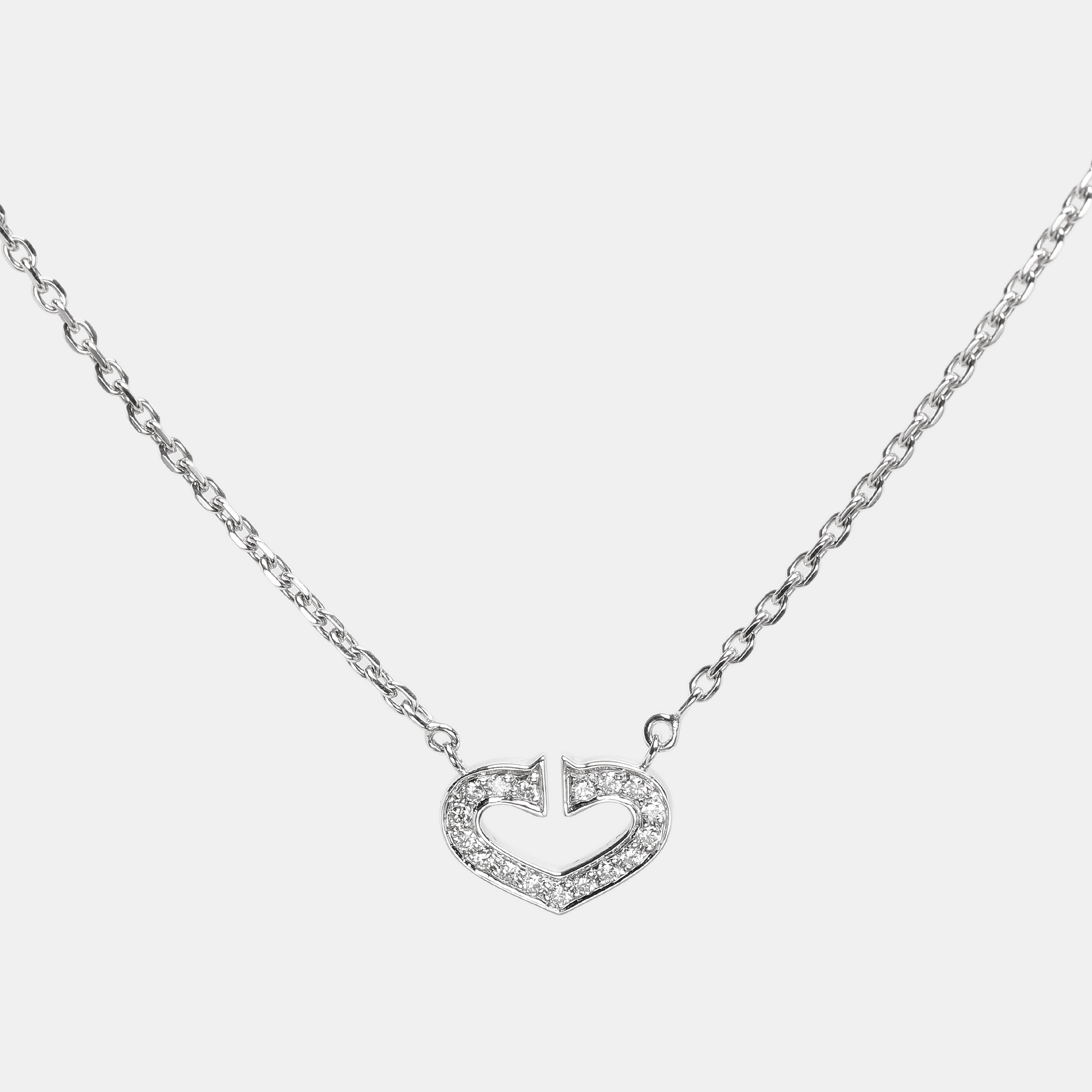 

Cartier C de Cartier Heart 18k White Gold Necklace, Silver