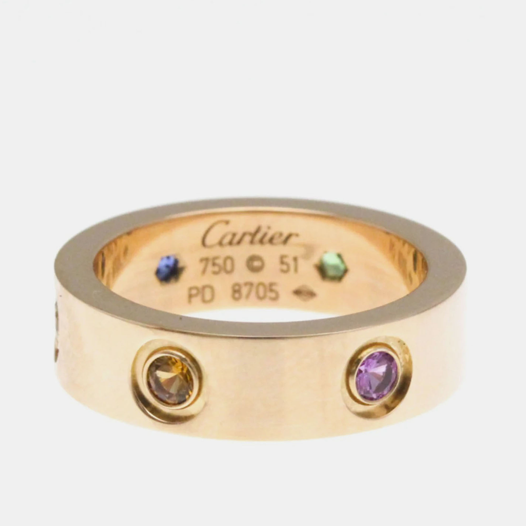 

Cartier Love 18K Rose Gold Multistone Ring EU 51