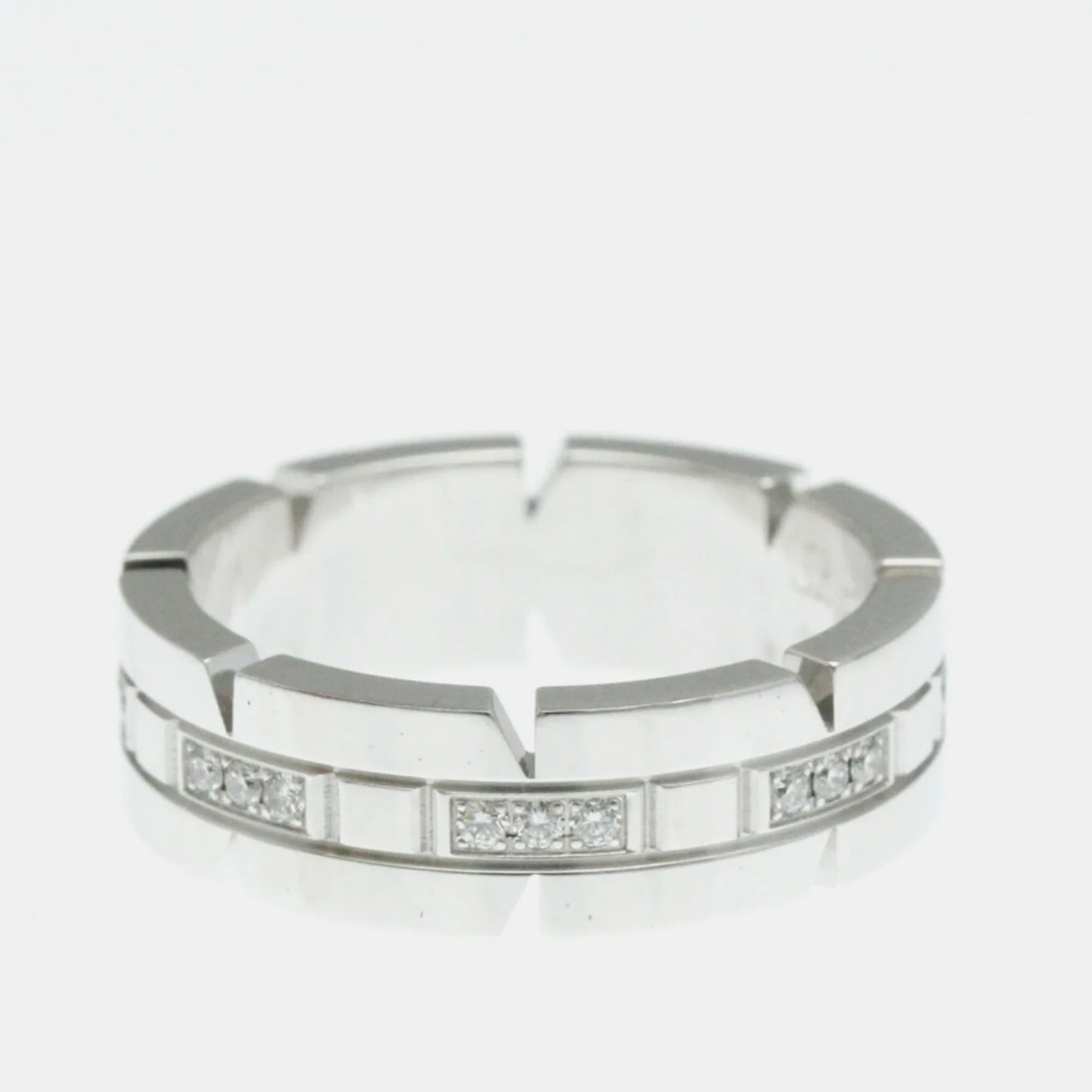 

Cartier 18K White Gold Diamond 6mm Tank Francaise Ring EU 53