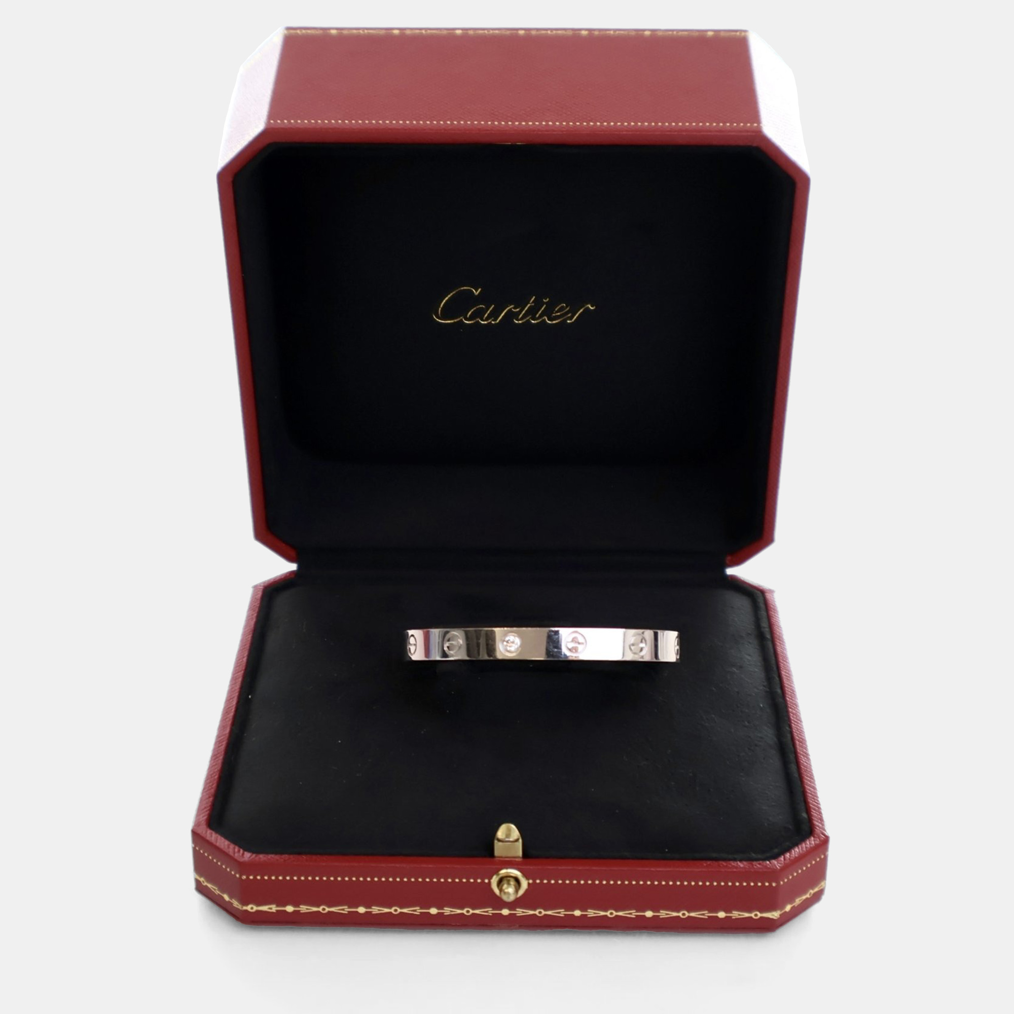

Cartier 18K White Gold Diamond Love Cuff Bracelet Size