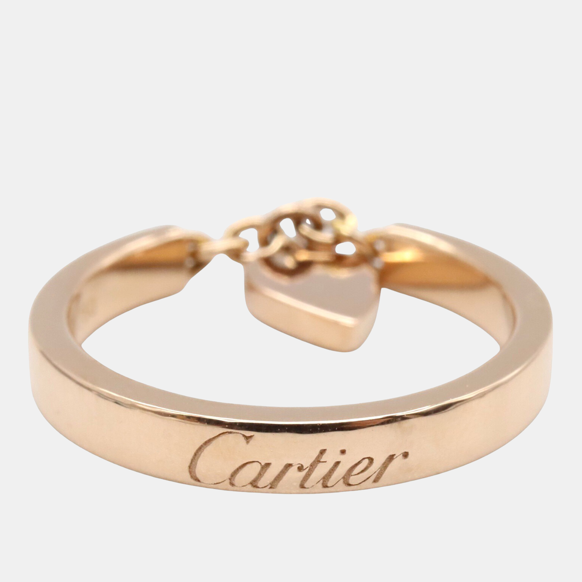 

Cartier 18K Pink Rose Mon Amour Heart Charm Ring EU 49