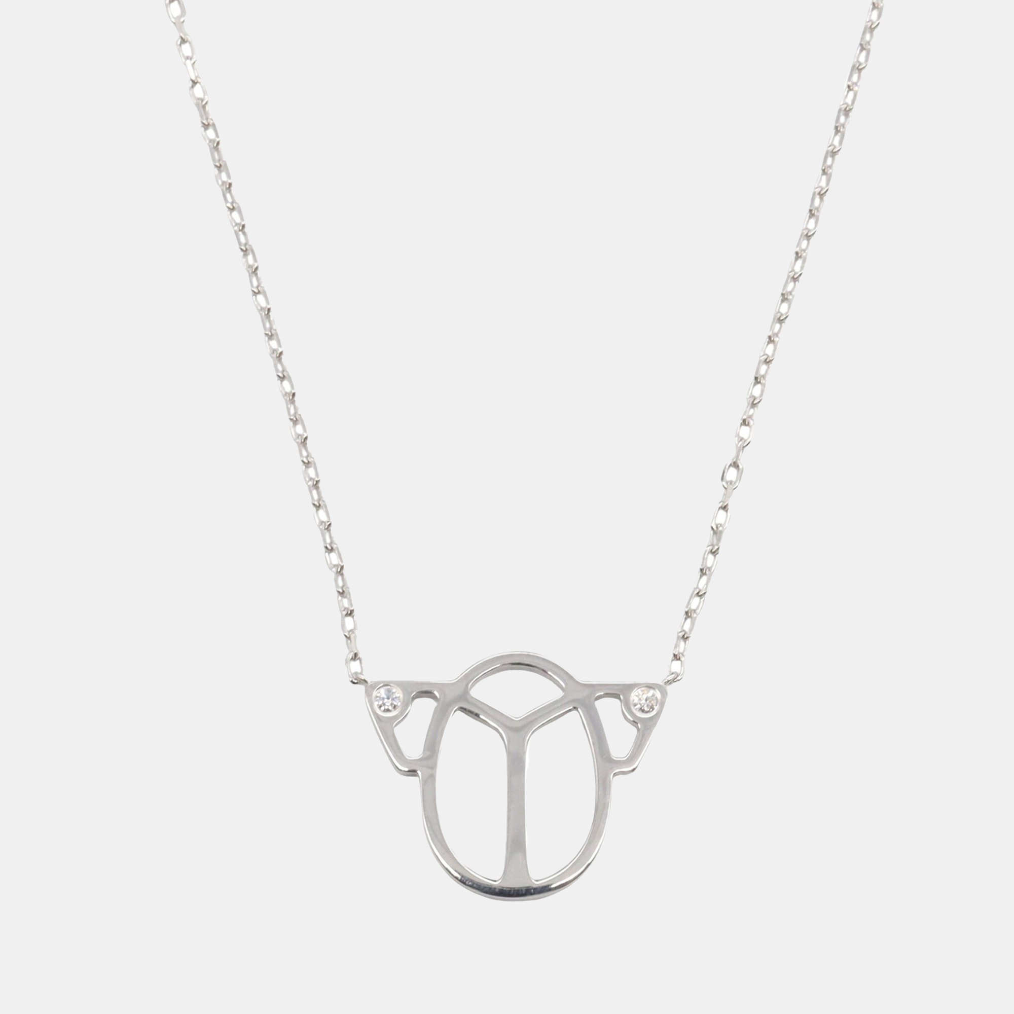 Pre-owned Cartier 18k White Gold Scarab Diamond Necklace