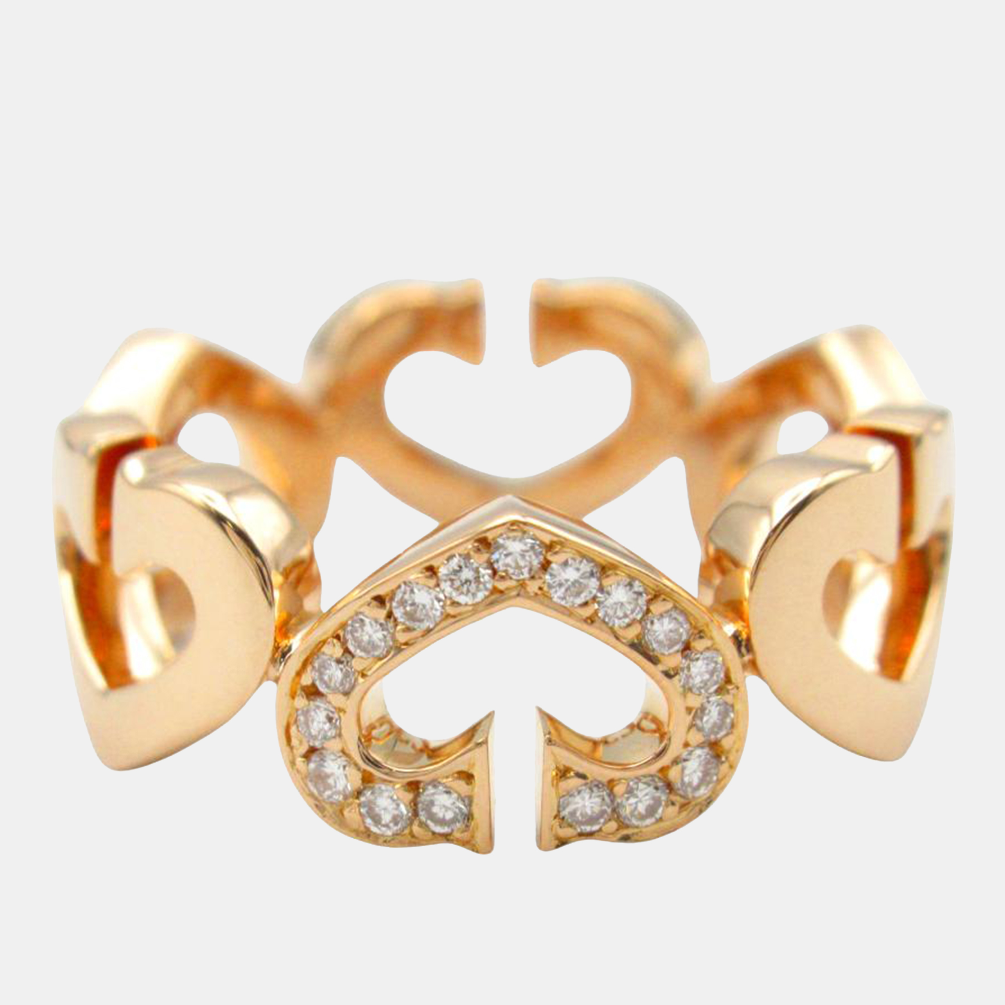 

Cartier 18k Rose Gold Diamond C Heart of Cartier Ring EU 49