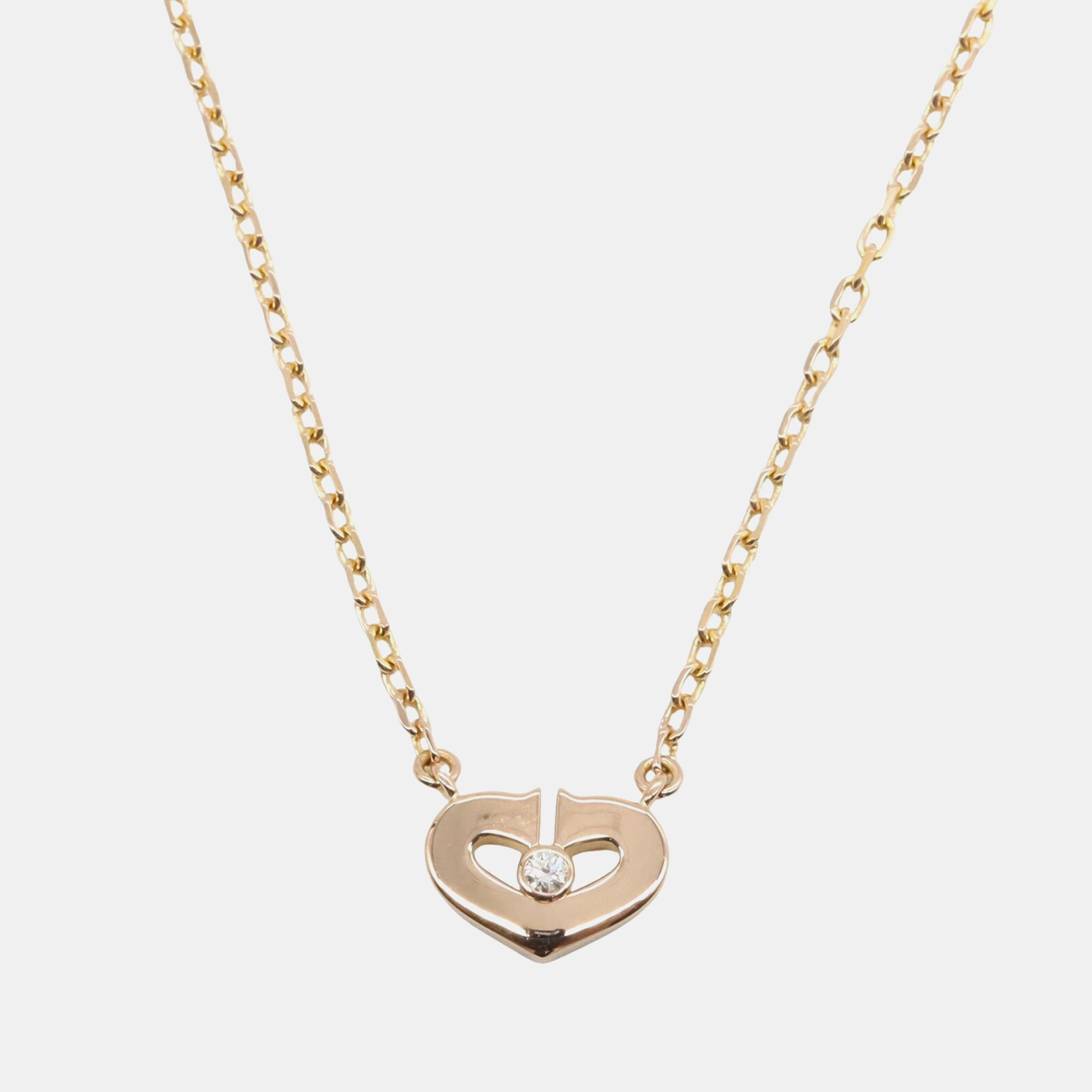 

Cartier 18K Rose Gold C Heart Small Diamond Pendant Necklace