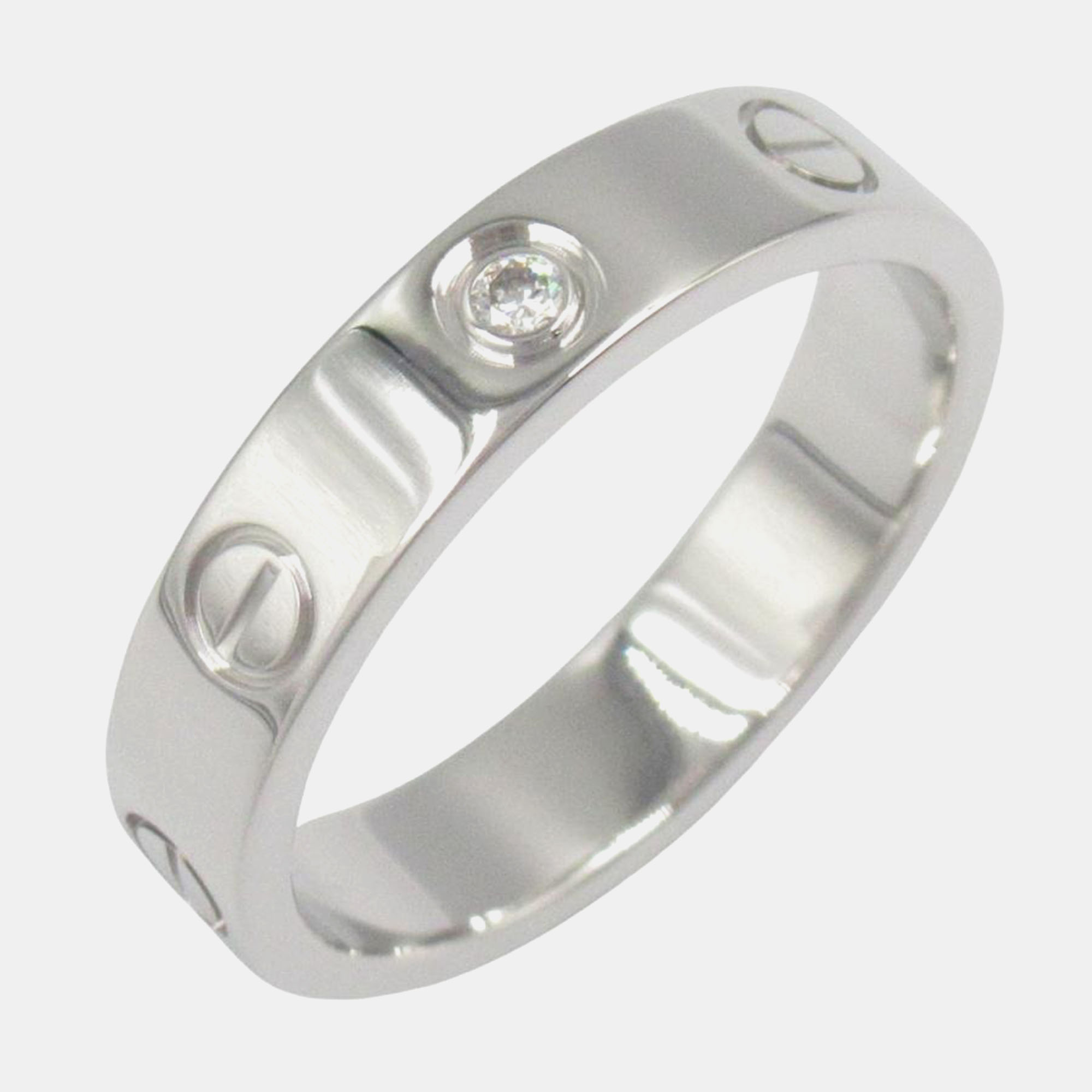 

Cartier 18K White Gold and Diamond Love Band Ring EU 52