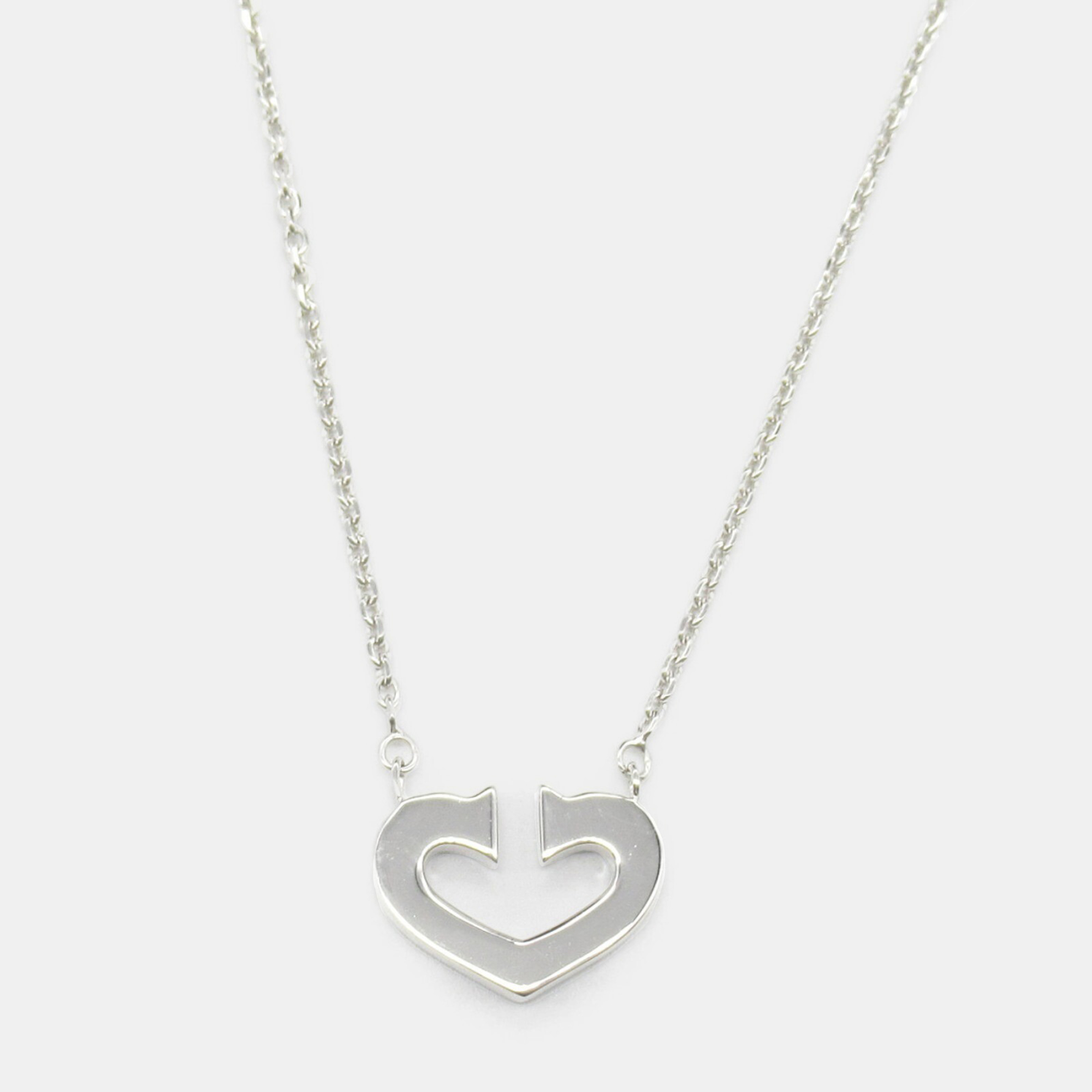 

Cartier C De Cartier Heart 18K White Gold Pendant Necklace