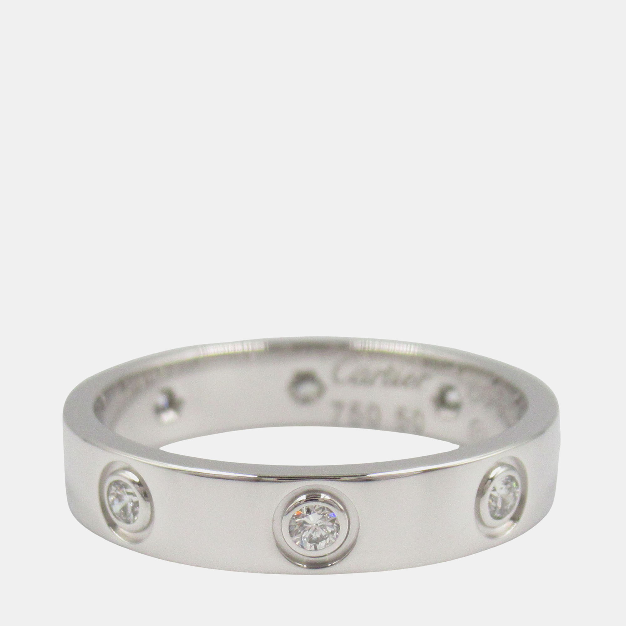 

Cartier Love 18K White Gold and Diamond Band Ring EU 50