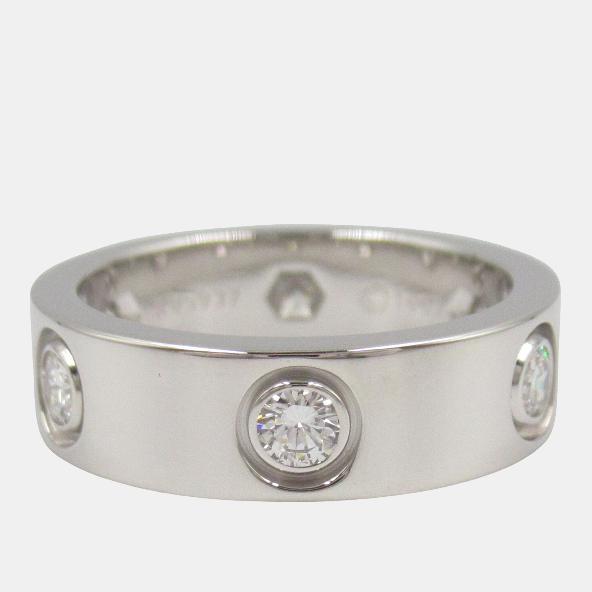

Cartier Love 18K White Gold and Diamond Love Band Ring EU 49