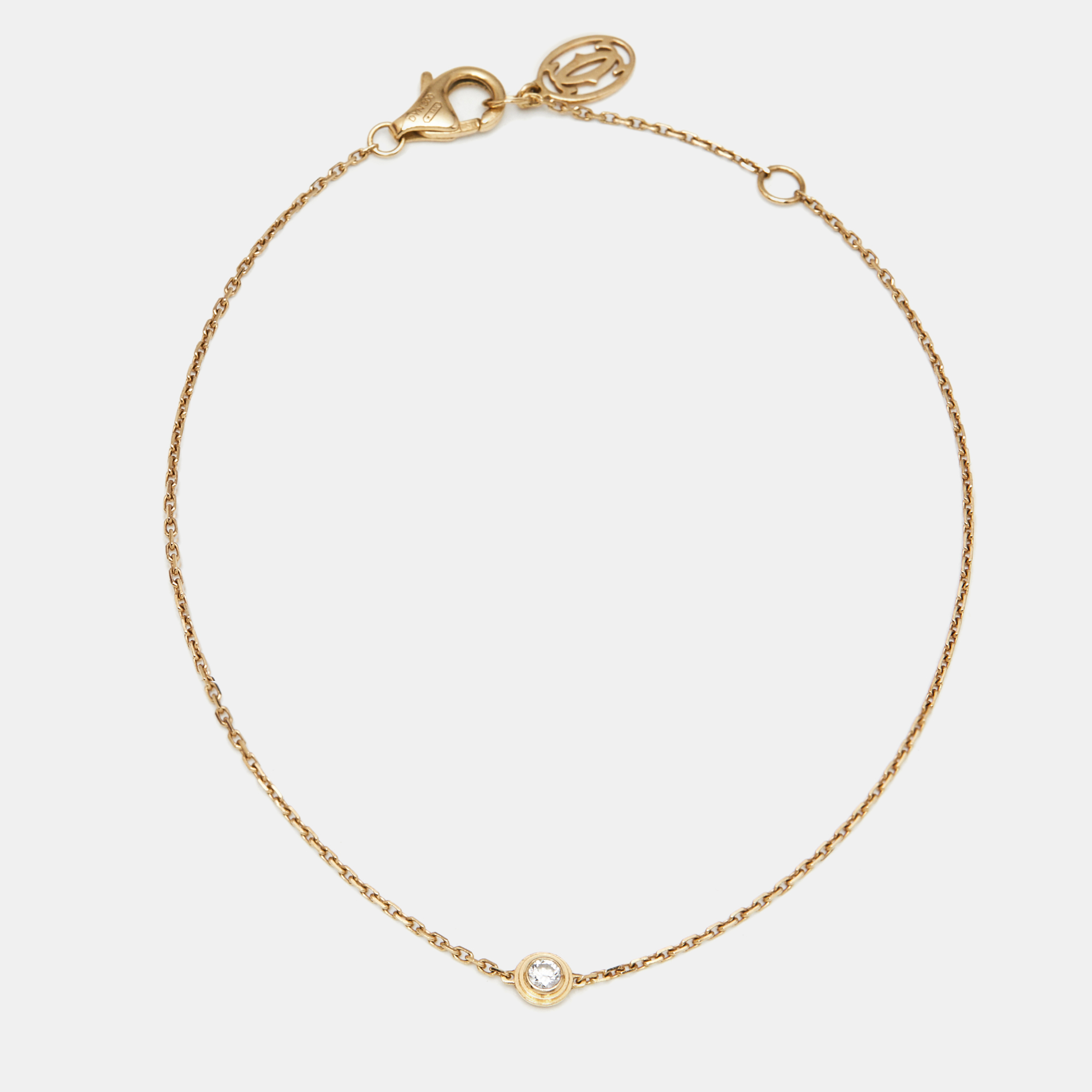 Pre-owned Cartier D'amour Diamond 18k Yellow Gold Xs Model Bracelet