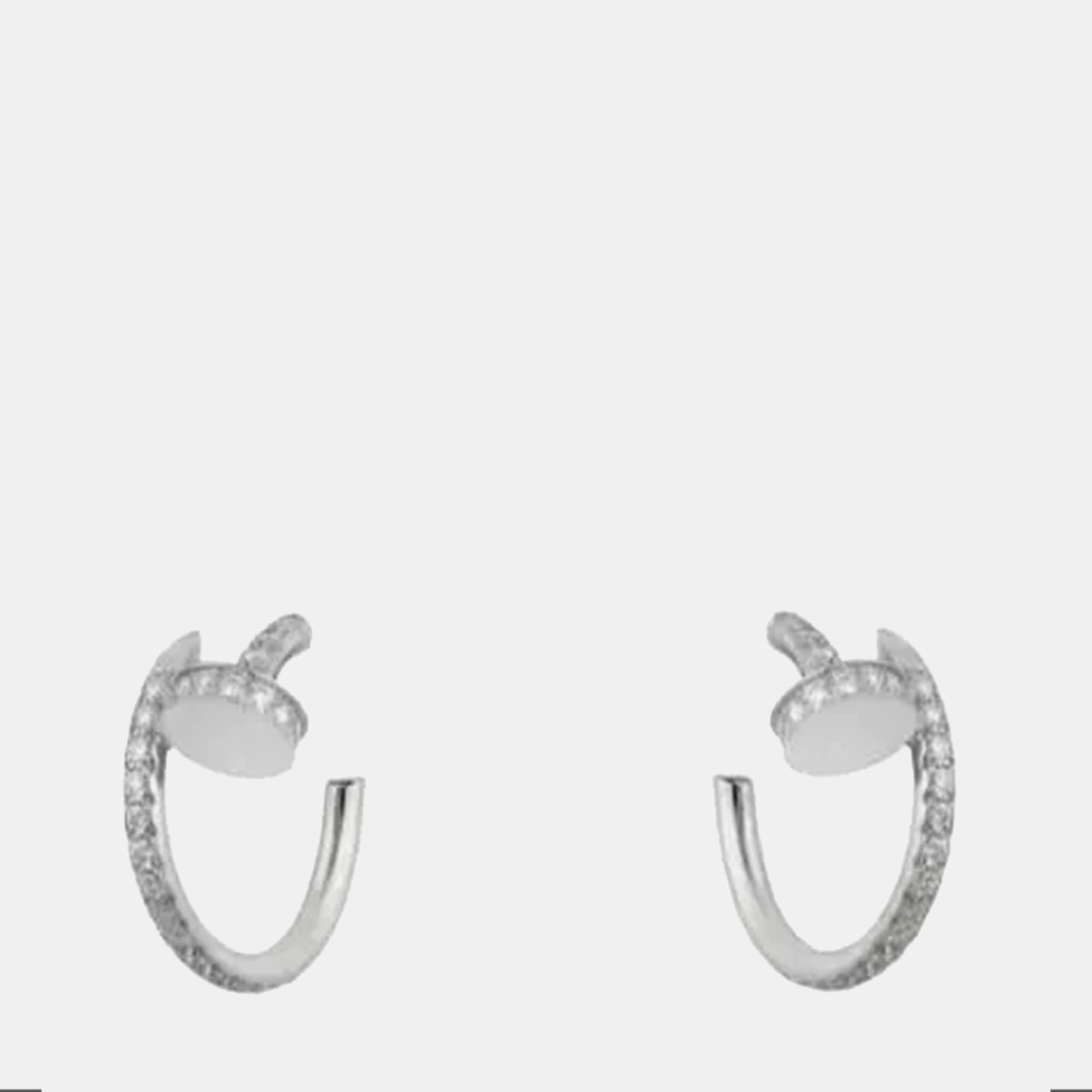 

Cartier Juste Un Clou Hoop Earrings, Paved White Gold Diamonds, Small Model 101015987