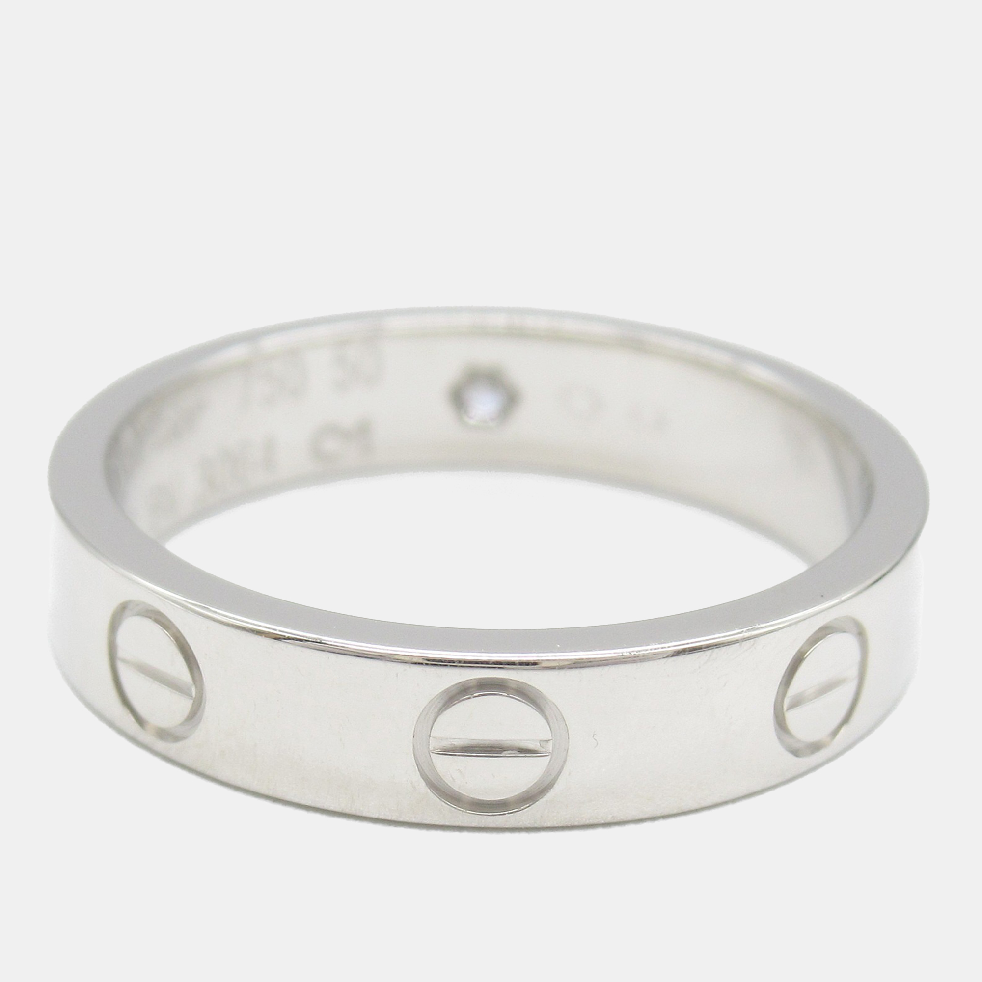 

Cartier Love 18K White Gold and Diamond Band Ring EU 50