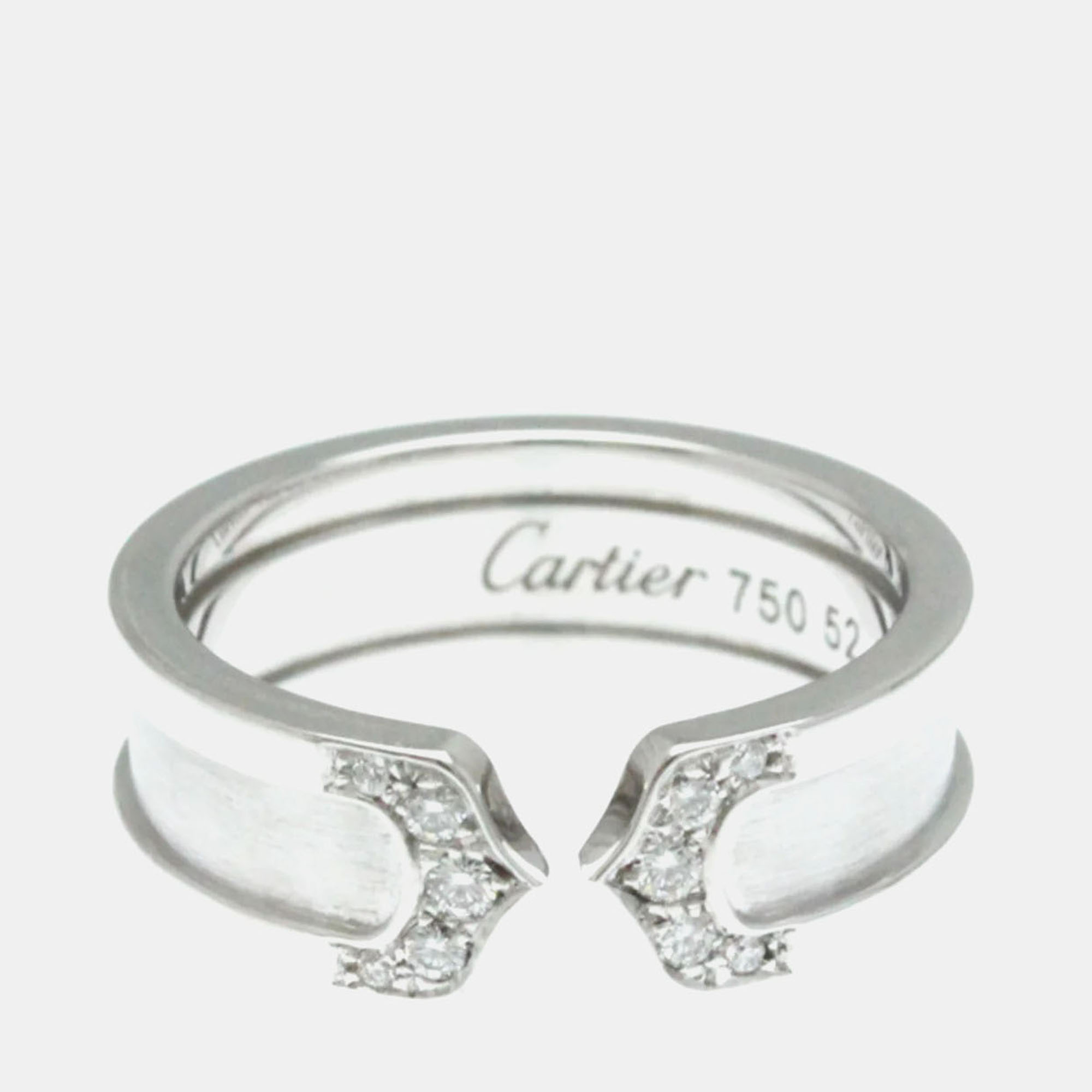 

Cartier C De Cartier 18K White Gold and Diamond Band Ring EU 52