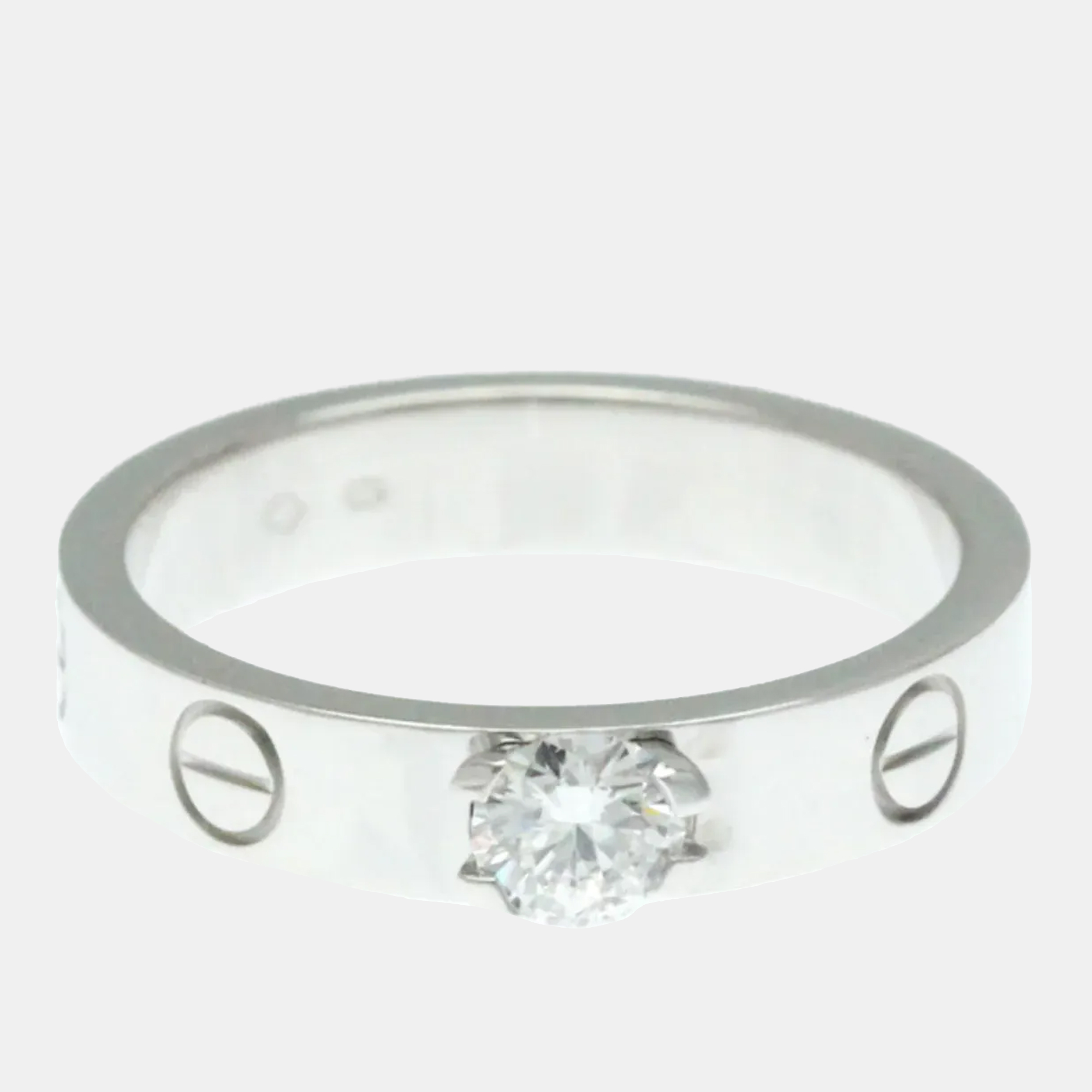 

Cartier Love 18K White Gold and Diamond Solitaire Ring EU 50