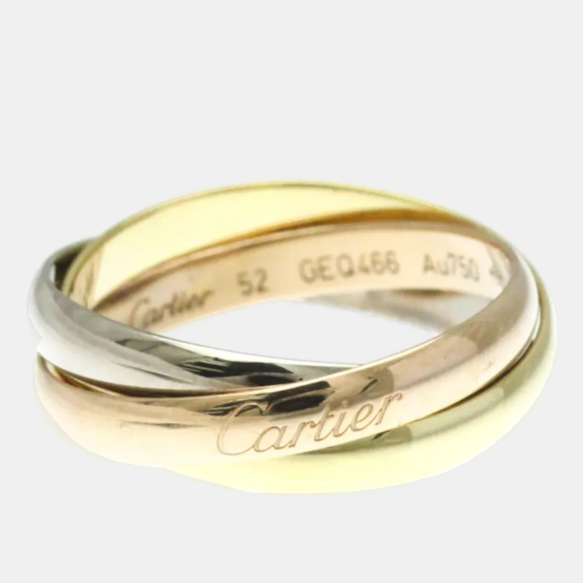 

Cartier Trinity 18K Yellow, Rose, White Gold Band Ring EU 52