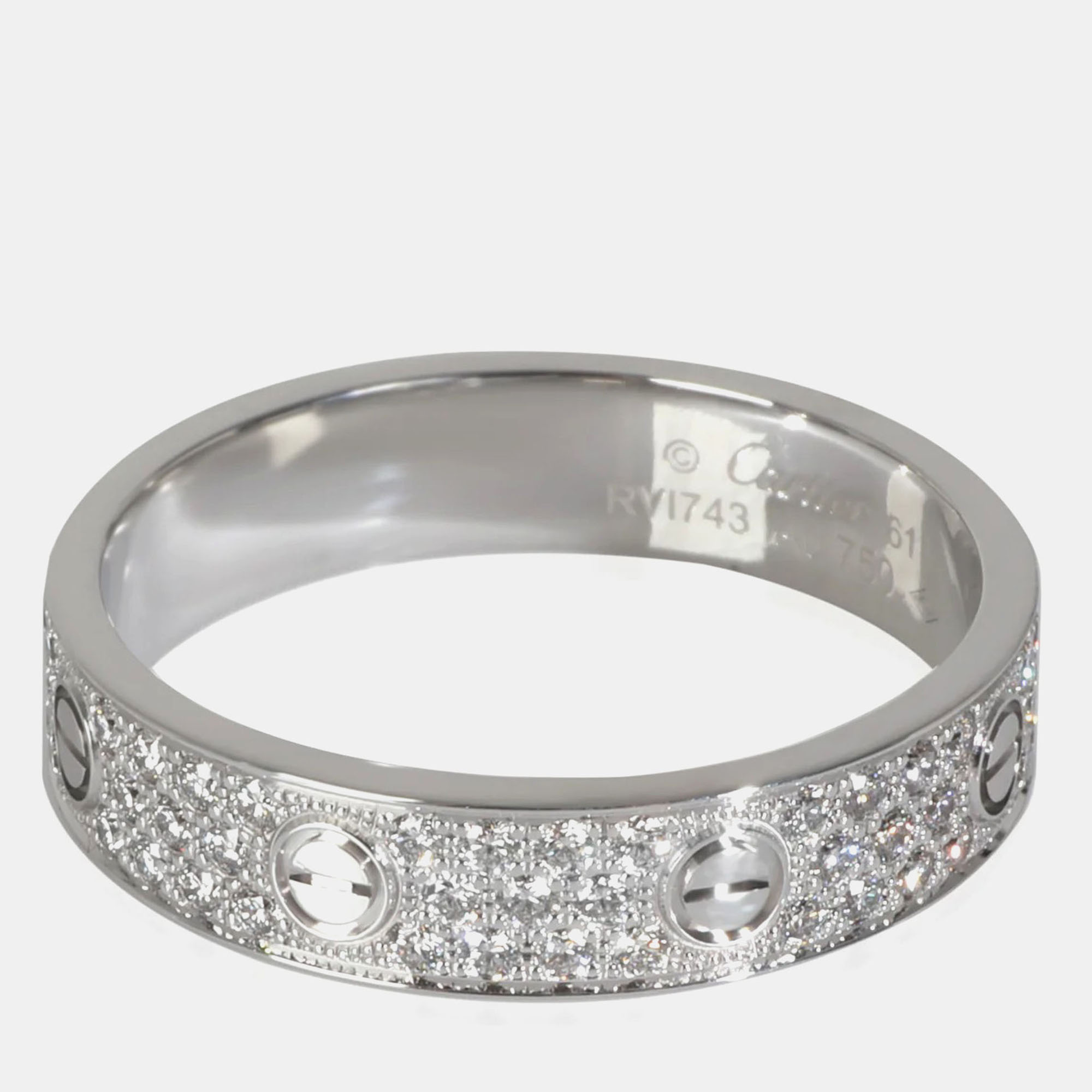 

Cartier Love 18K White Gold, Diamond Band Ring EU 61