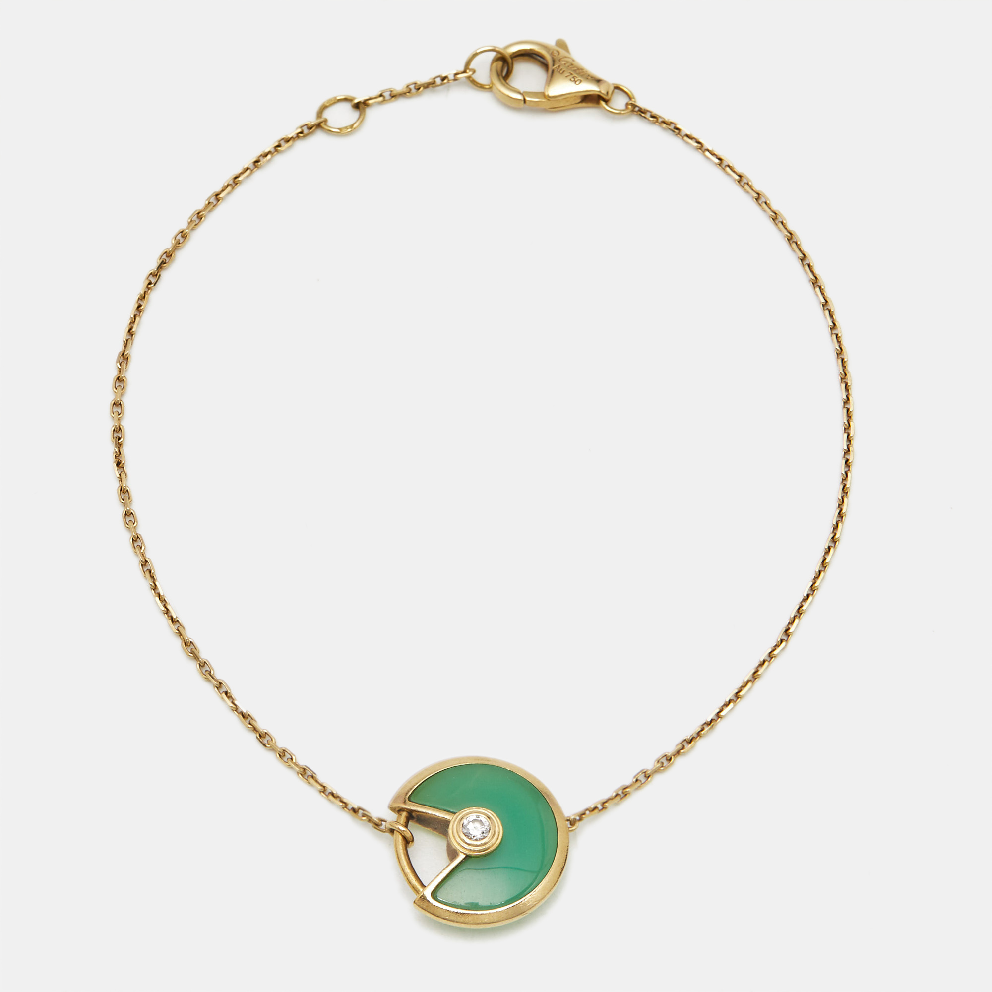 

Cartier Amulette De Cartier Chrysophase Diamond 18k Yellow Gold Bracelet