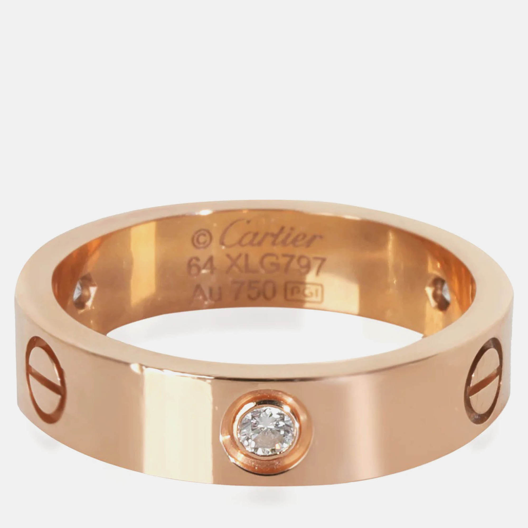 

Cartier Love 18K Rose Gold Diamond Ring EU 64