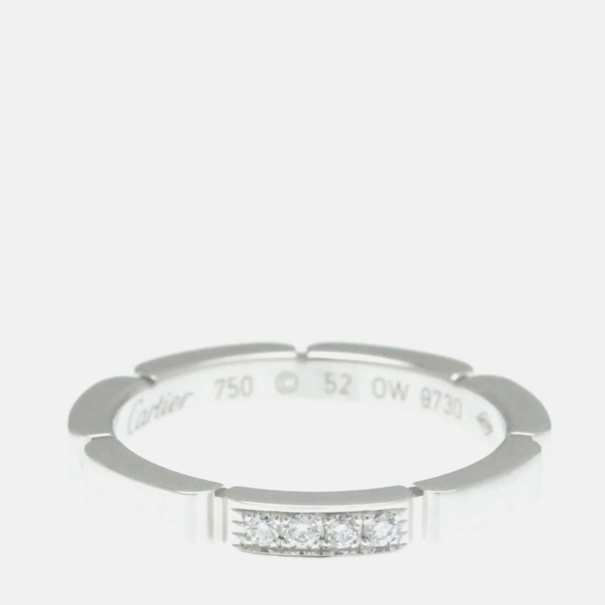 

Cartier Maillon Panthere 18K White Gold and Diamond Band Ring EU