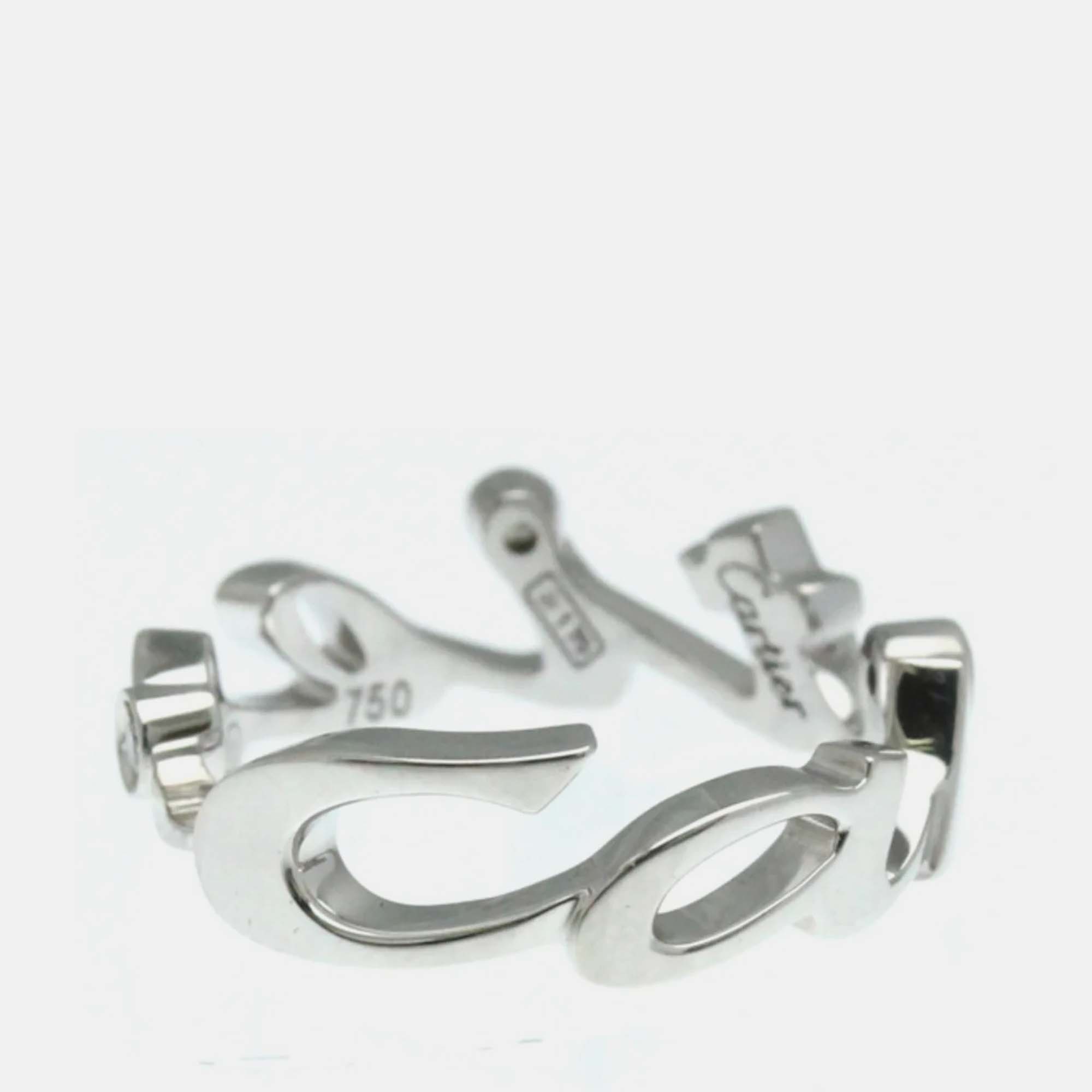 

Cartier Signature Logo 18K White Gold and Diamond Band Ring EU