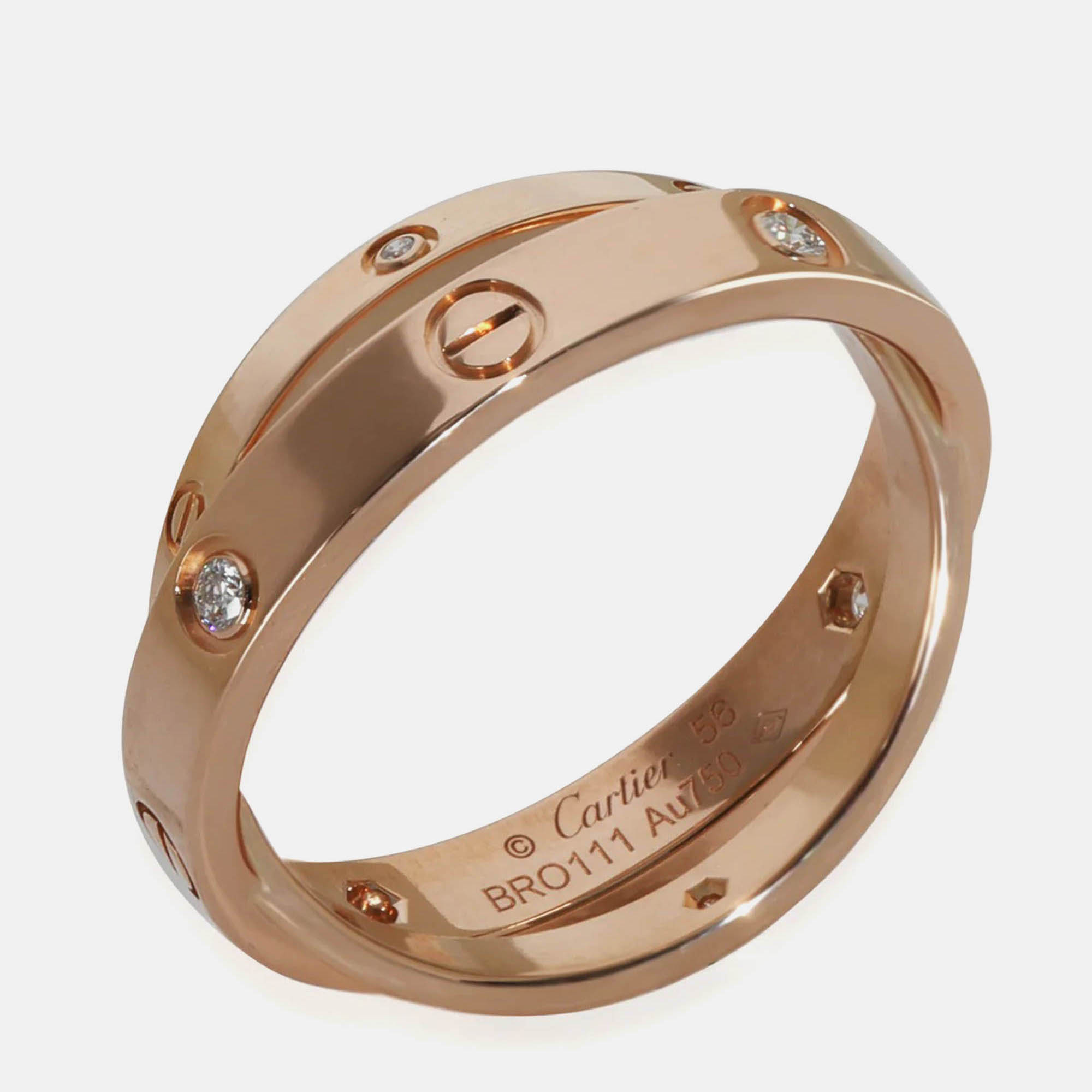 

Cartier Love 18K Rose Gold and Diamond Band Ring EU