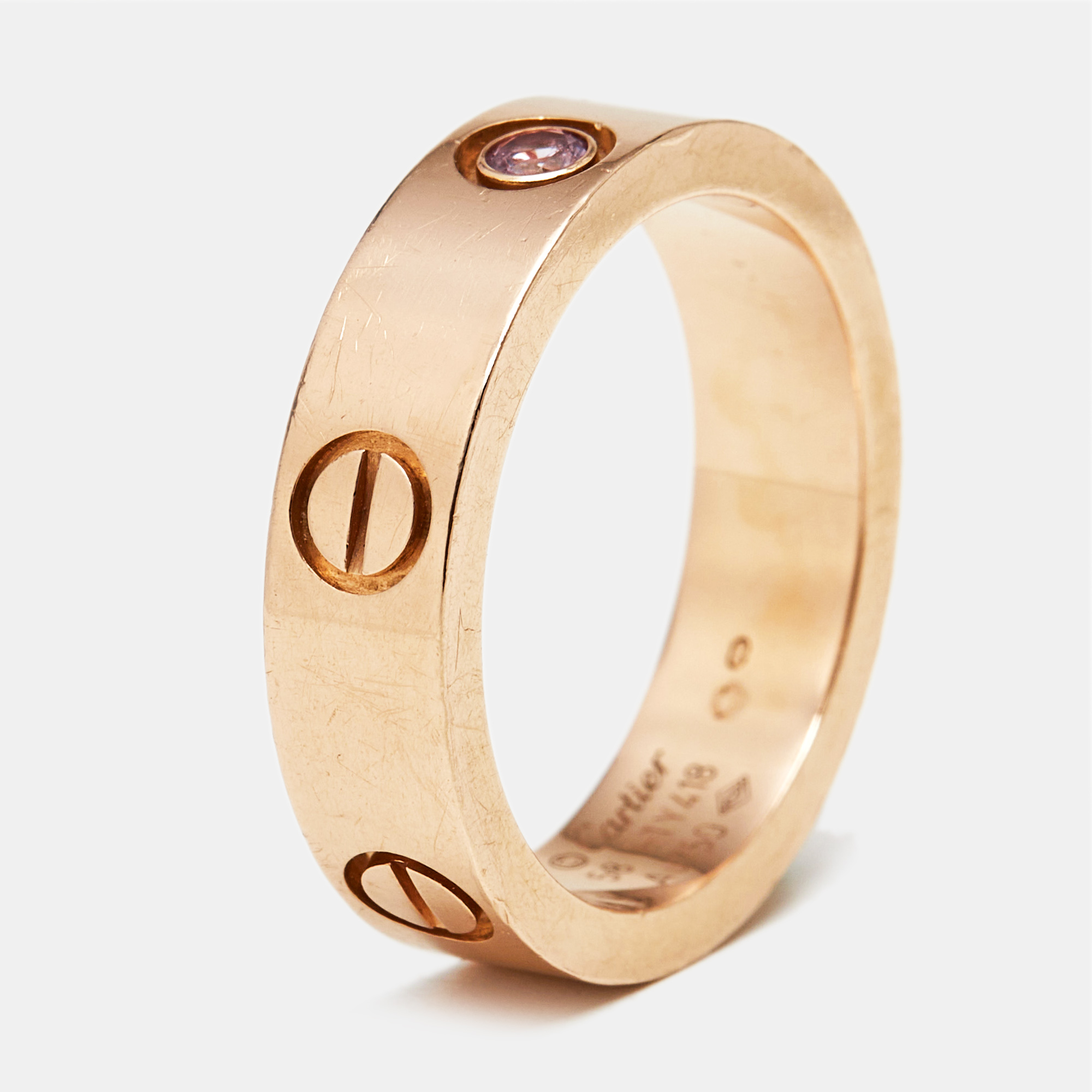 

Cartier Love Pink Sapphire 18k Rose Gold Ring Size