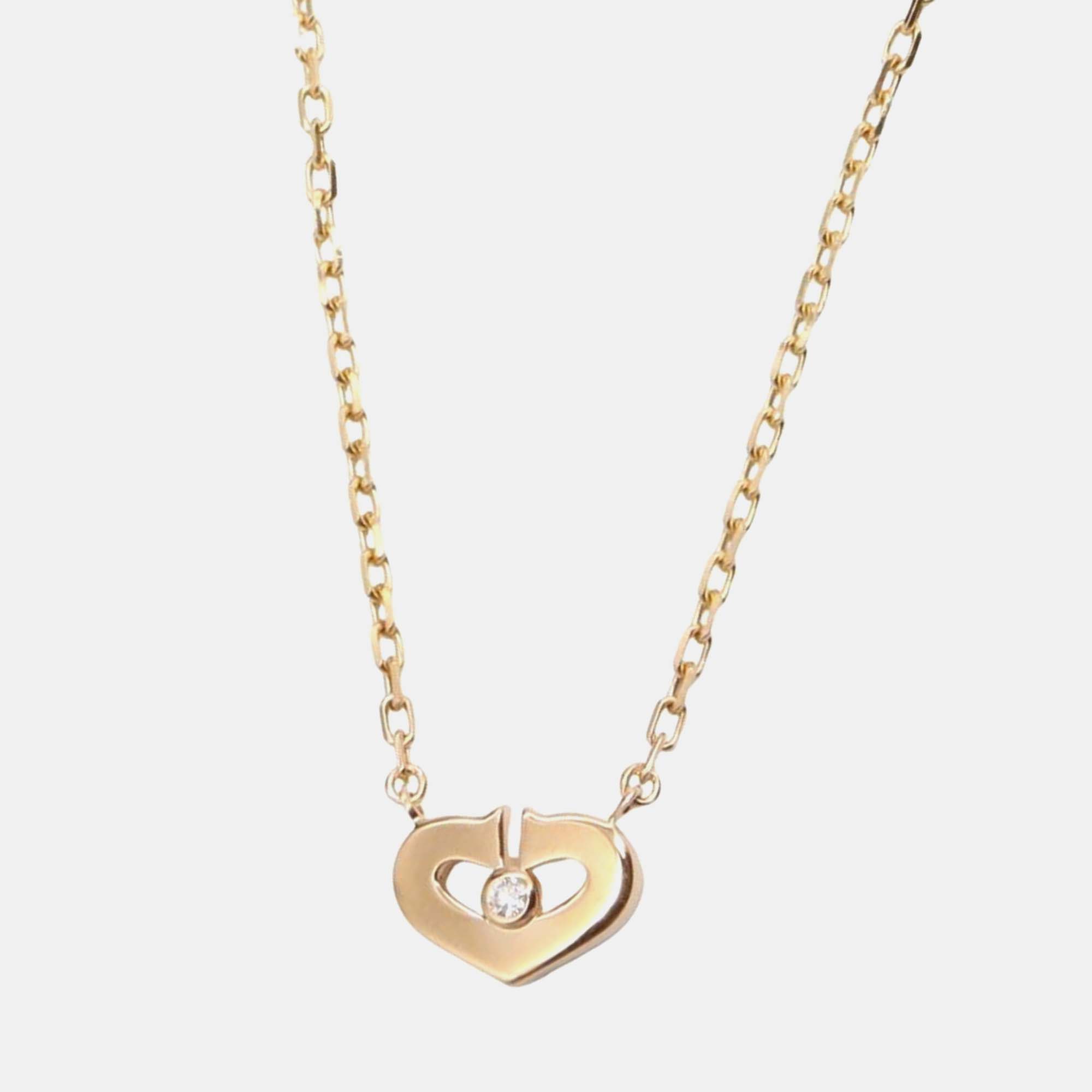 

Cartier C De Cartier 18K Rose Gold and Diamond Pendant Necklace
