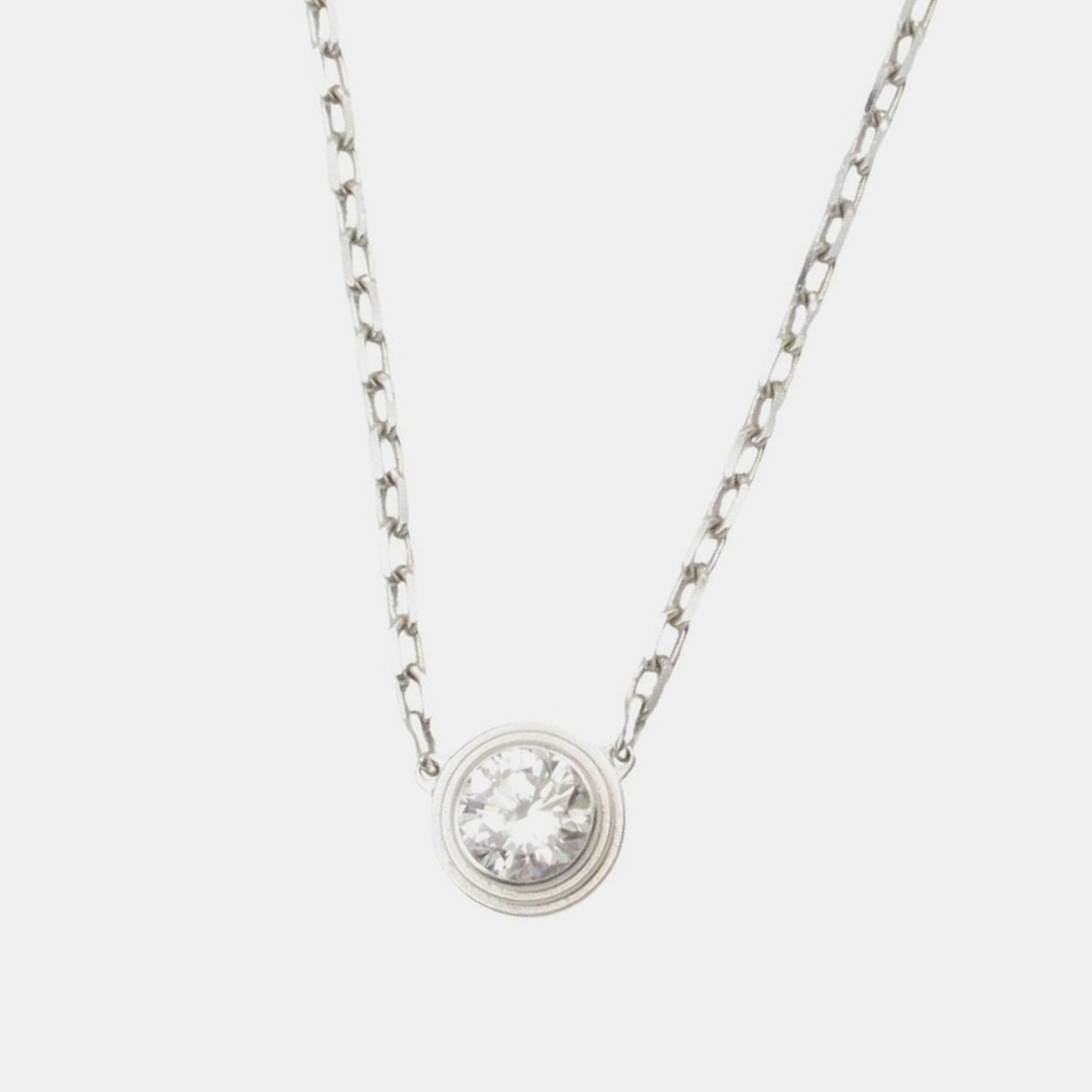 Pre-owned Cartier D'amour Large Model 18k White Gold Diamond Necklace
