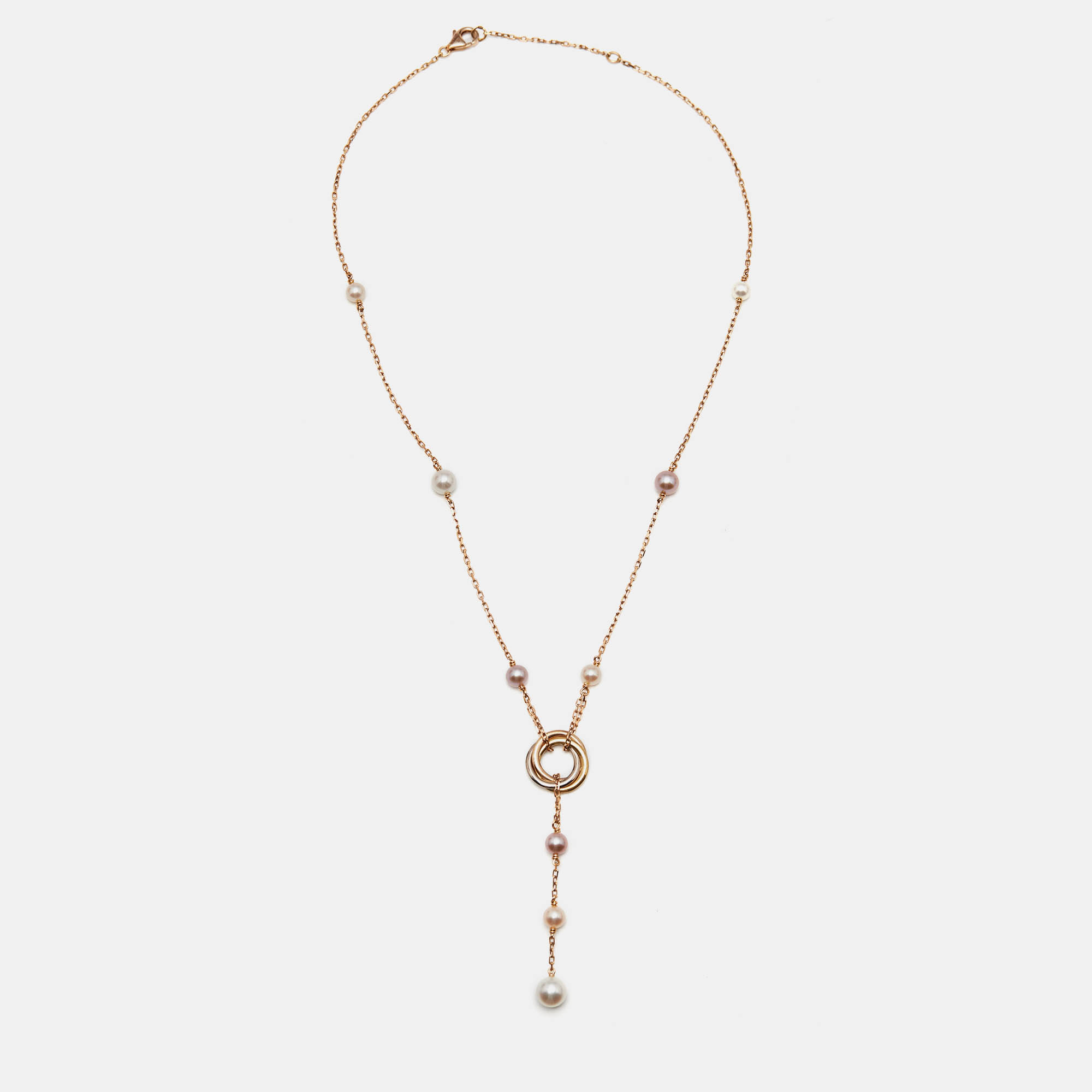 

Cartier Trinity de Cartier Cultured Pearl 18K Three Tone Gold Necklace