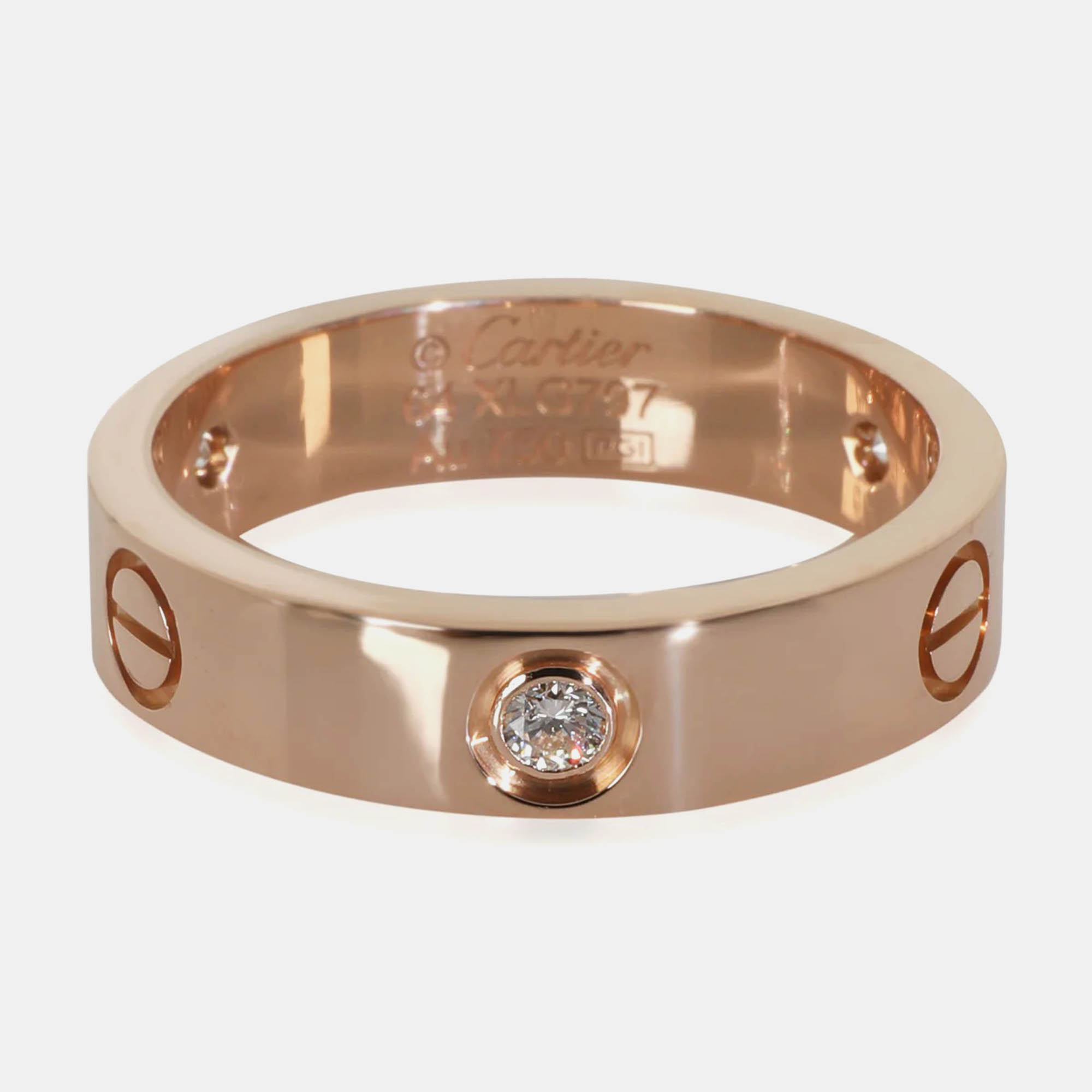 

Cartier Love 18K Rose Gold Diamond Ring EU 64